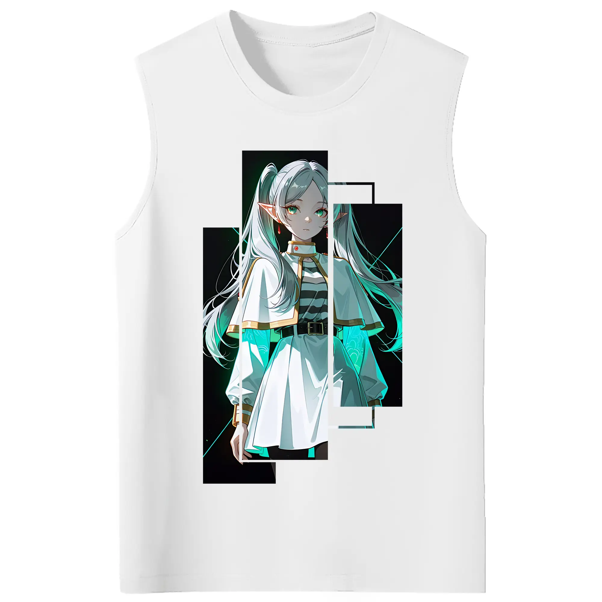 葬送のフリーレン（Frieren） グッズ,フリーレン（Frieren） - コットン100％ タンクトップ ・ フロントプリント ・ タイトフィット ・ 快適 通気性 ・ スポーツ カジュアル 散歩用