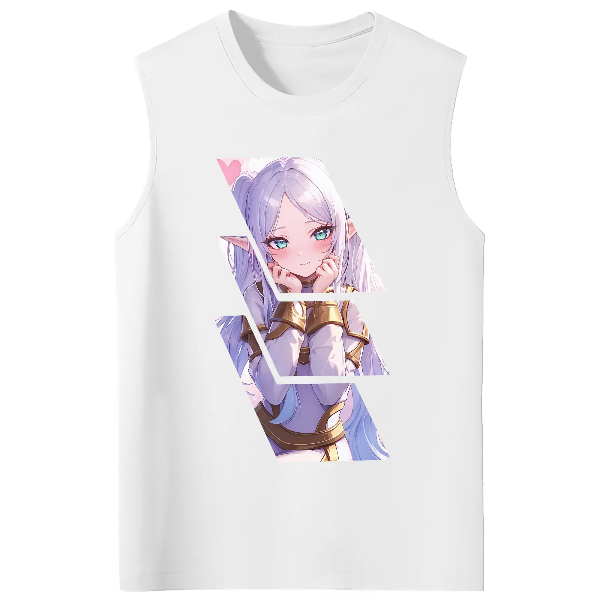 葬送のフリーレン（Frieren） グッズ,フリーレン（Frieren） - コットン100％ タンクトップ ・ フロントプリント ・ タイトフィット ・ 快適 通気性 ・ スポーツ カジュアル 散歩用