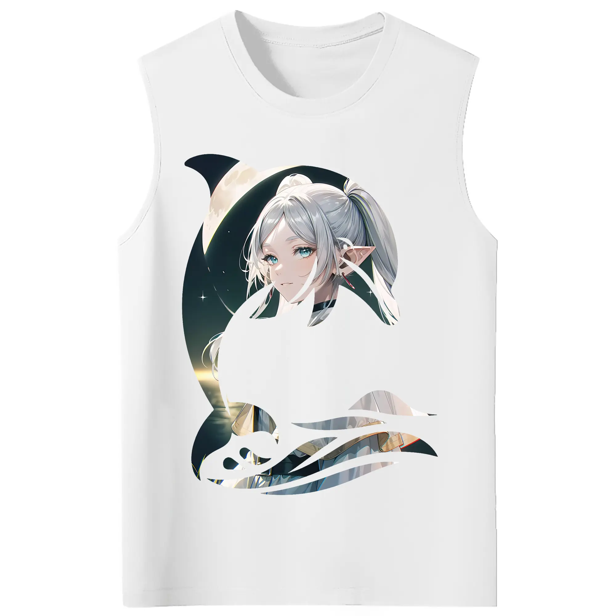 葬送のフリーレン（Frieren） グッズ,フリーレン（Frieren） - コットン100％ タンクトップ ・ フロントプリント ・ タイトフィット ・ 快適 通気性 ・ スポーツ カジュアル 散歩用
