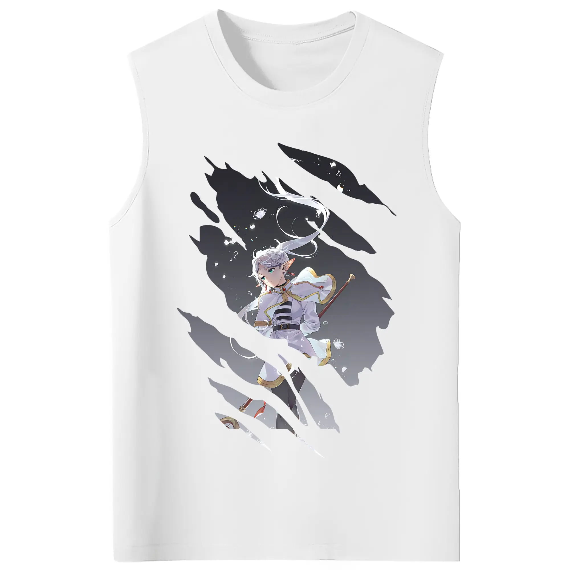 葬送のフリーレン（Frieren） グッズ,フリーレン（Frieren） - コットン100％ タンクトップ ・ フロントプリント ・ タイトフィット ・ 快適 通気性 ・ スポーツ カジュアル 散歩用