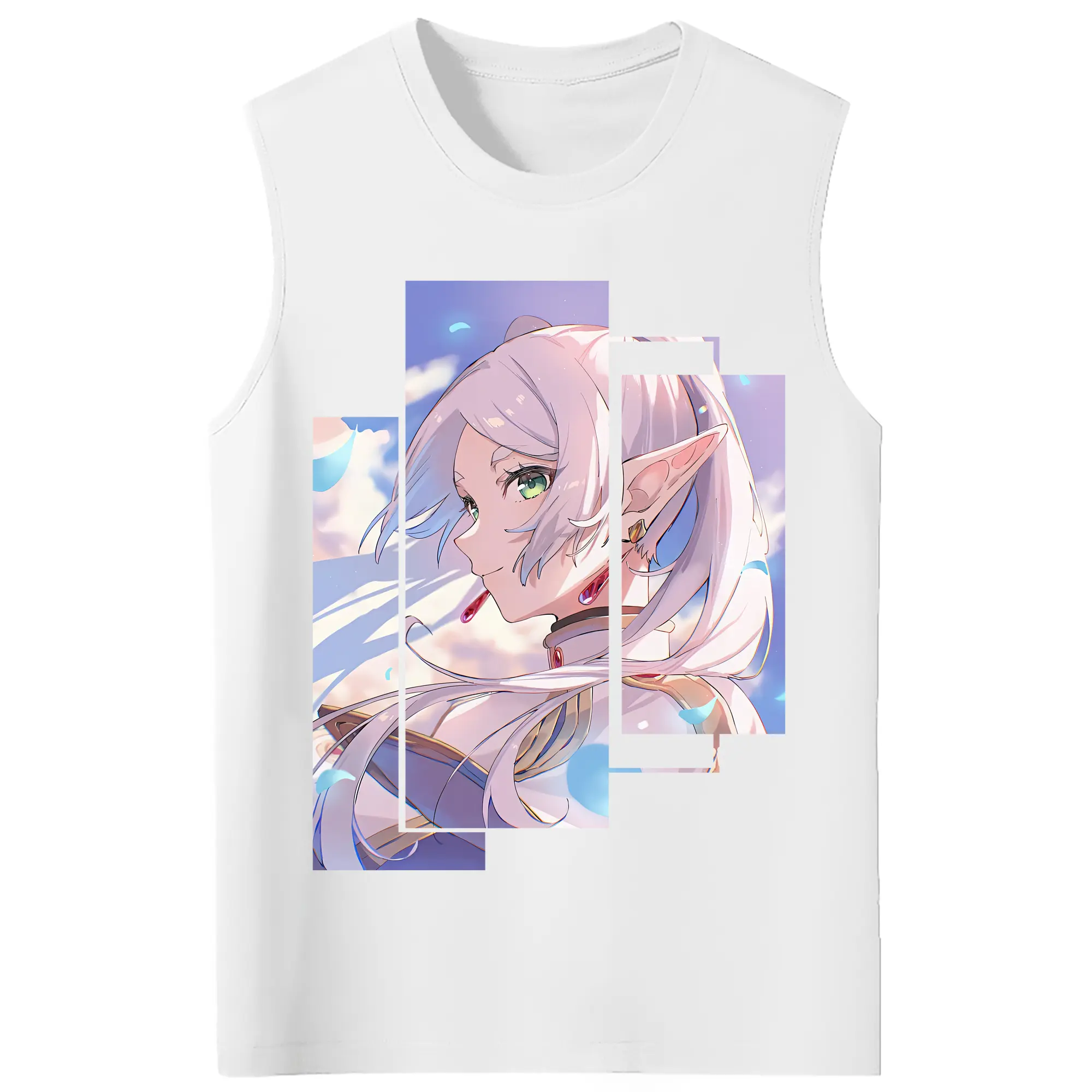 葬送のフリーレン（Frieren） グッズ,フリーレン（Frieren） - コットン100％ タンクトップ ・ フロントプリント ・ タイトフィット ・ 快適 通気性 ・ スポーツ カジュアル 散歩用