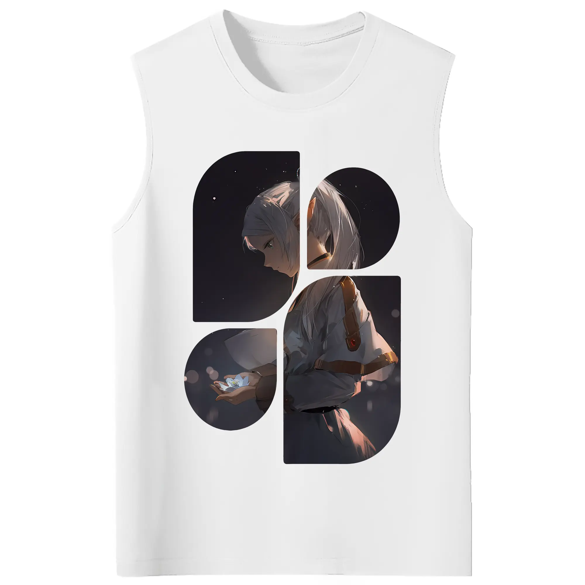 葬送のフリーレン（Frieren） グッズ,フリーレン（Frieren） - コットン100％ タンクトップ ・ フロントプリント ・ タイトフィット ・ 快適 通気性 ・ スポーツ カジュアル 散歩用
