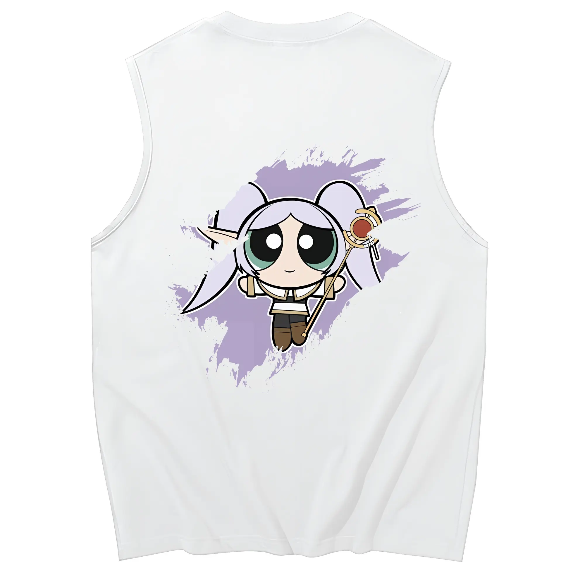 葬送のフリーレン（Frieren） グッズ,フリーレン（Frieren） - コットン100％ タンクトップ ・ 背面プリント ・ タイトシルエット ・ 快適 通気性 ・ スポーツ カジュアル 散歩用