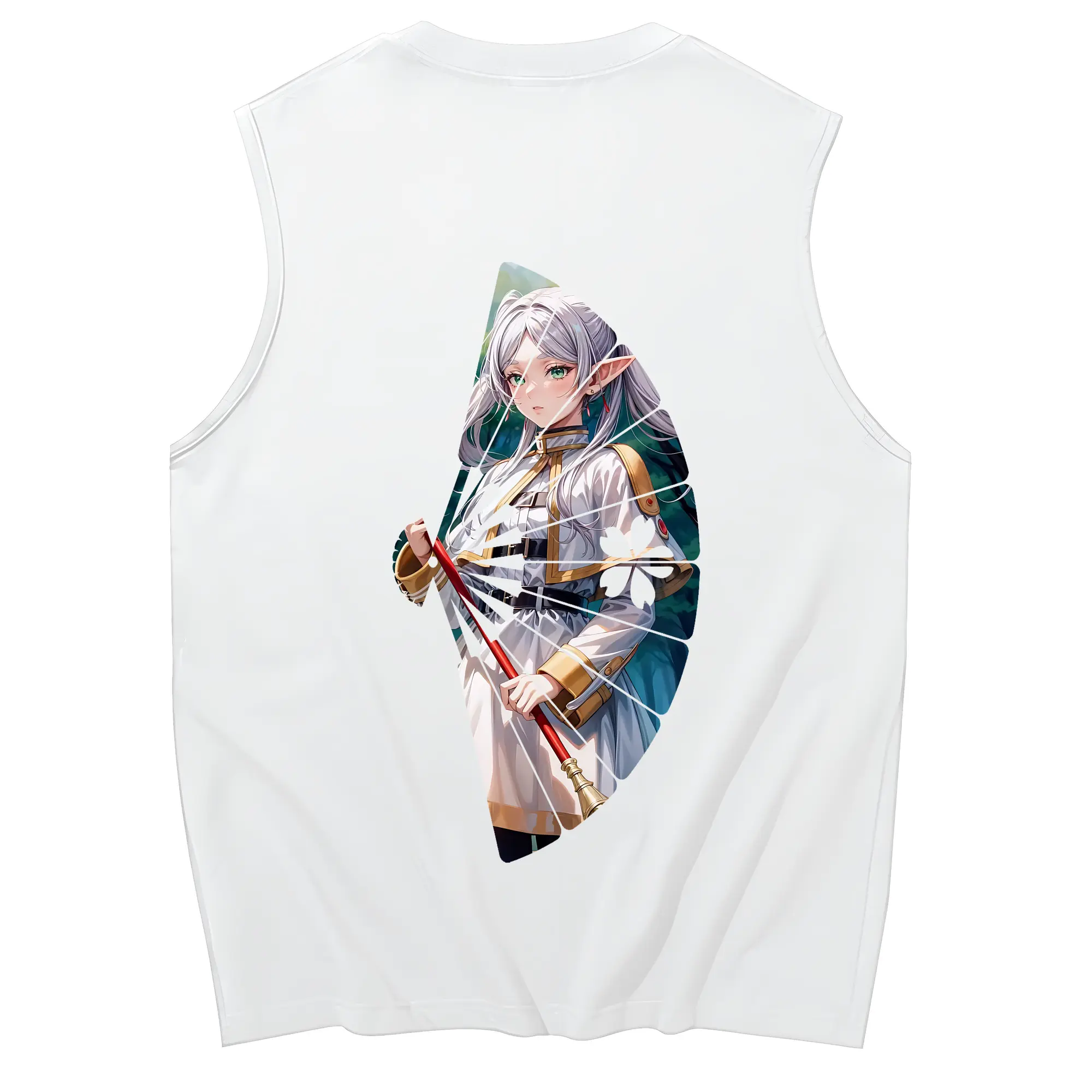 葬送のフリーレン（Frieren） グッズ,フリーレン（Frieren） - コットン100％ タンクトップ ・ 背面プリント ・ タイトシルエット ・ 快適 通気性 ・ スポーツ カジュアル 散歩用