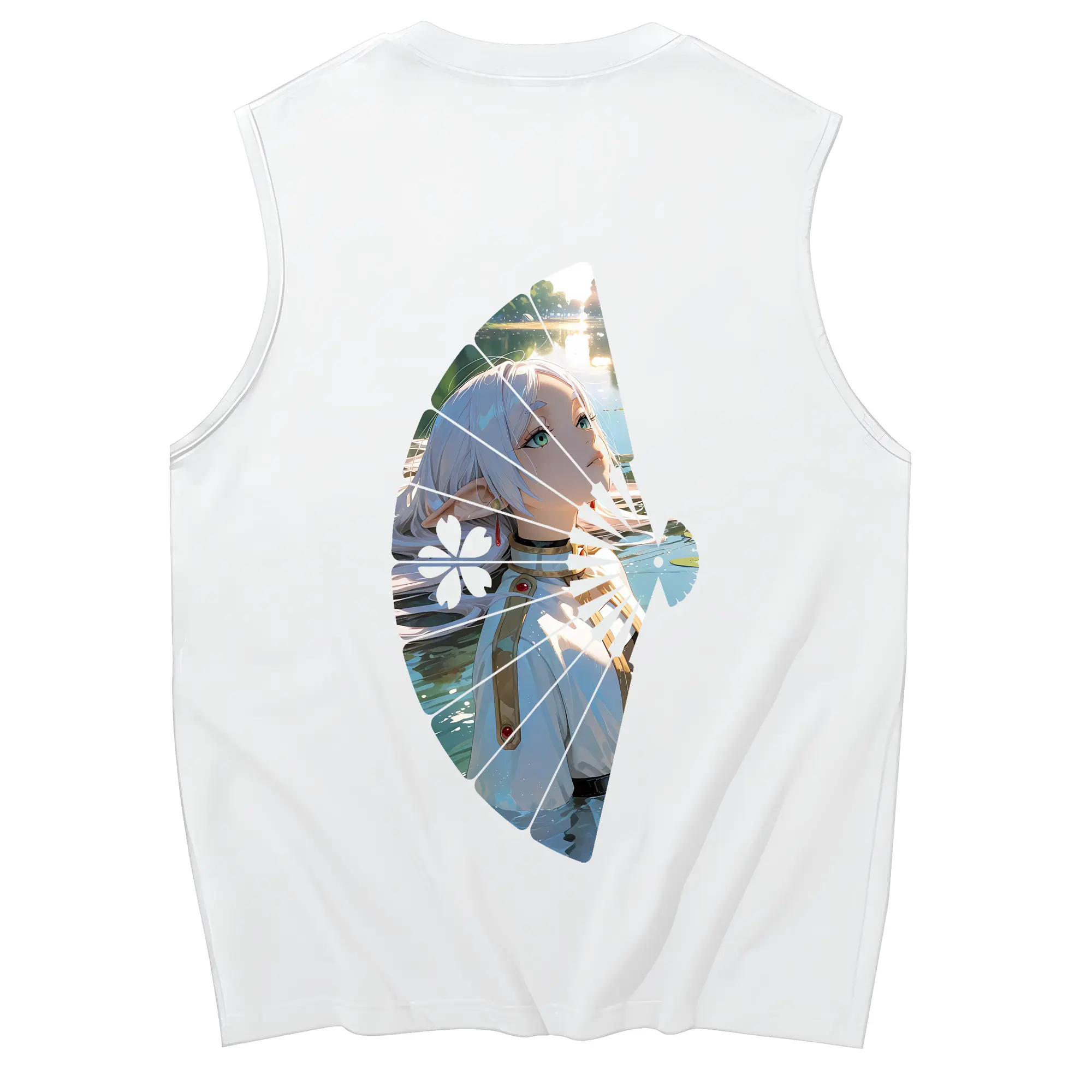 葬送のフリーレン（Frieren） グッズ,フリーレン（Frieren） - コットン100％ タンクトップ ・ 背面プリント ・ タイトシルエット ・ 快適 通気性 ・ スポーツ カジュアル 散歩用