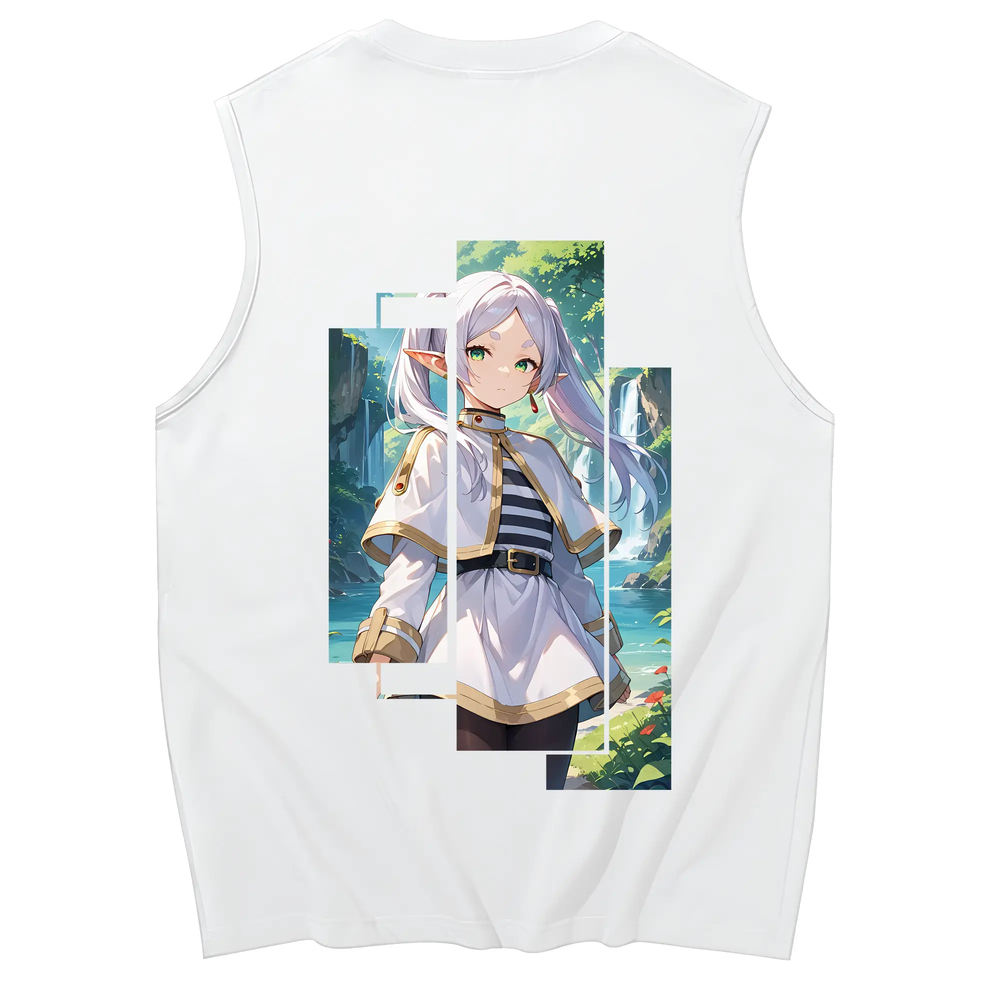 葬送のフリーレン（Frieren） グッズ,フリーレン（Frieren） - コットン100％ タンクトップ ・ 背面プリント ・ タイトシルエット ・ 快適 通気性 ・ スポーツ カジュアル 散歩用