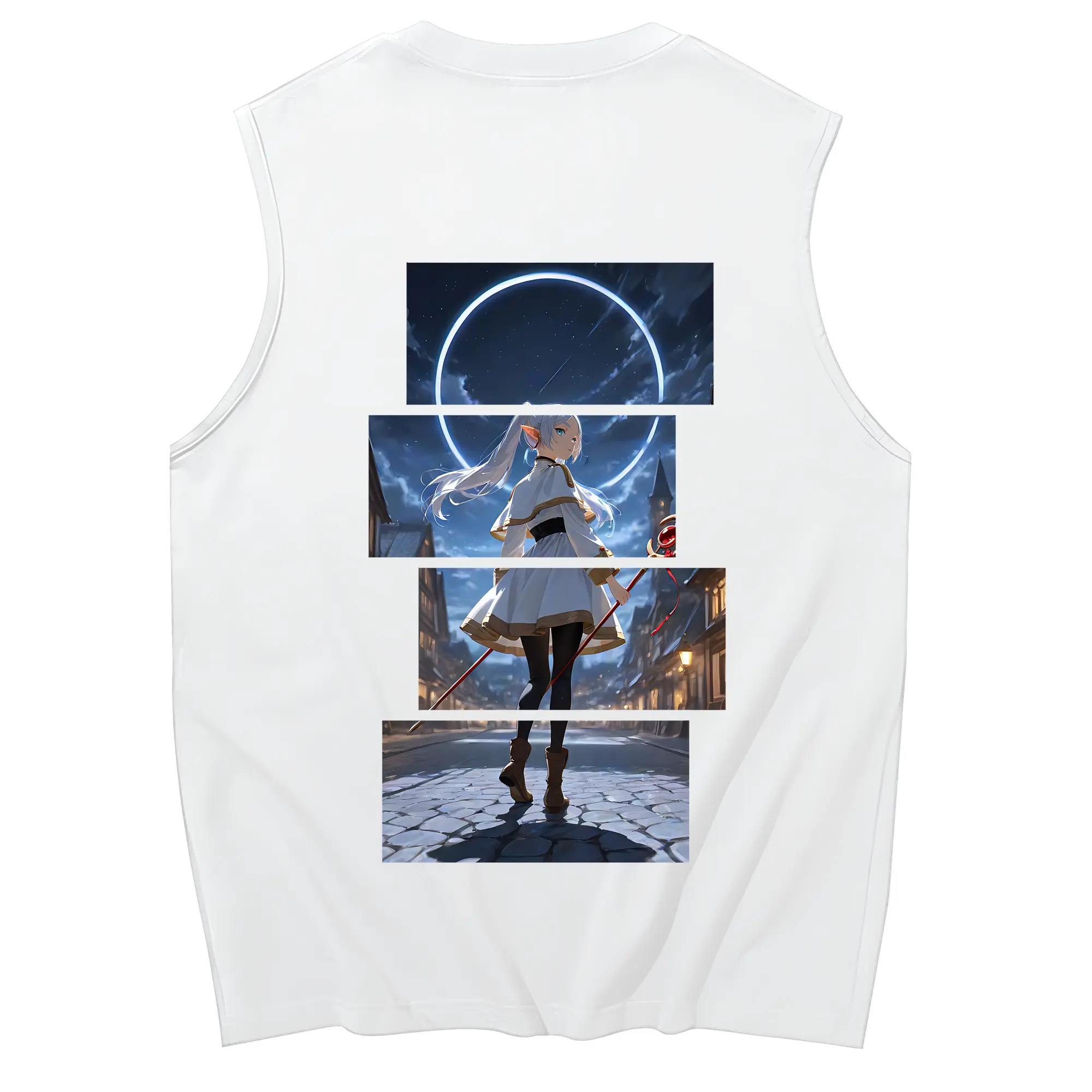 葬送のフリーレン（Frieren） グッズ,フリーレン（Frieren） - コットン100％ タンクトップ ・ 背面プリント ・ タイトシルエット ・ 快適 通気性 ・ スポーツ カジュアル 散歩用