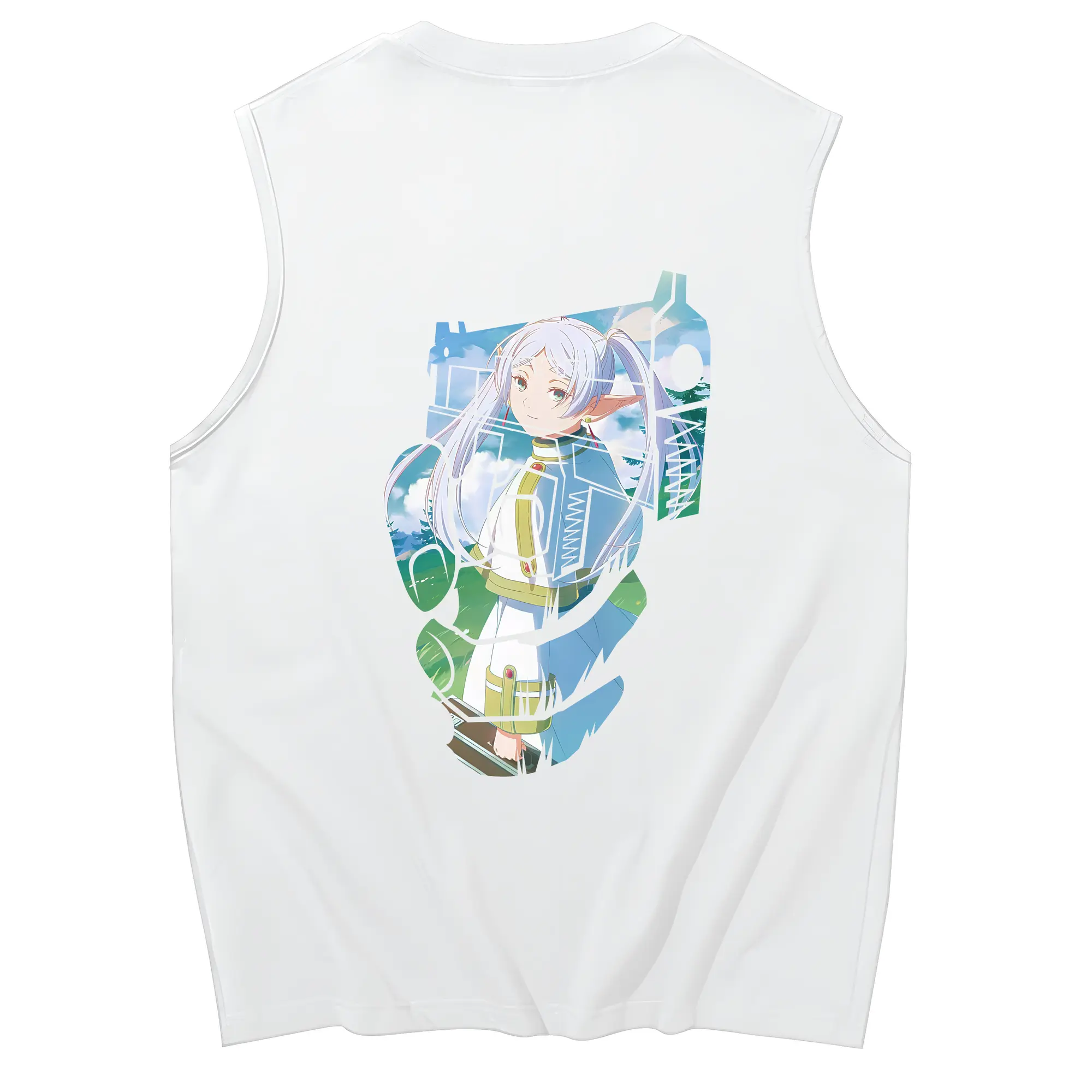 葬送のフリーレン（Frieren） グッズ,フリーレン（Frieren） - コットン100％ タンクトップ ・ 背面プリント ・ タイトシルエット ・ 快適 通気性 ・ スポーツ カジュアル 散歩用