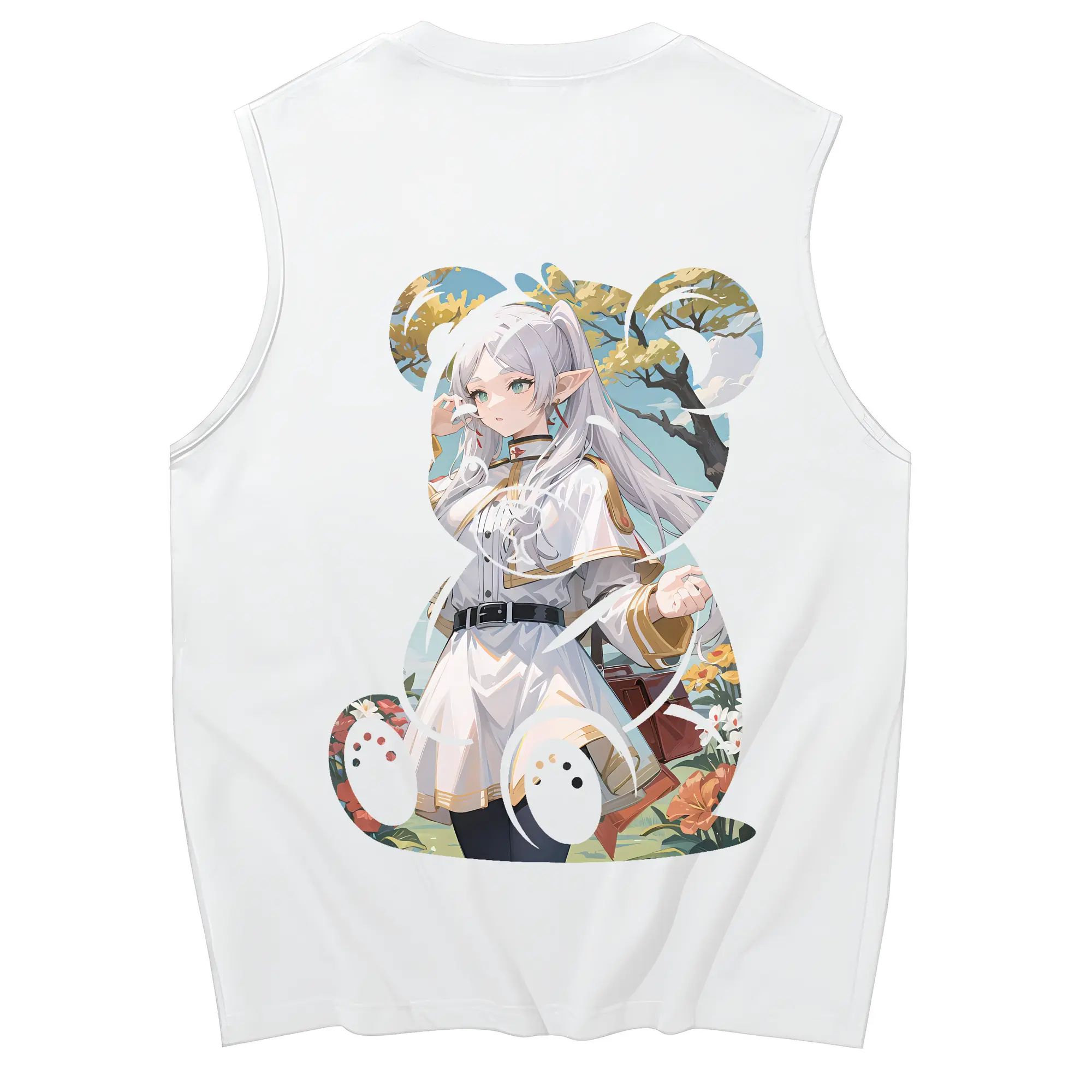 葬送のフリーレン（Frieren） グッズ,フリーレン（Frieren） - コットン100％ タンクトップ ・ 背面プリント ・ タイトシルエット ・ 快適 通気性 ・ スポーツ カジュアル 散歩用