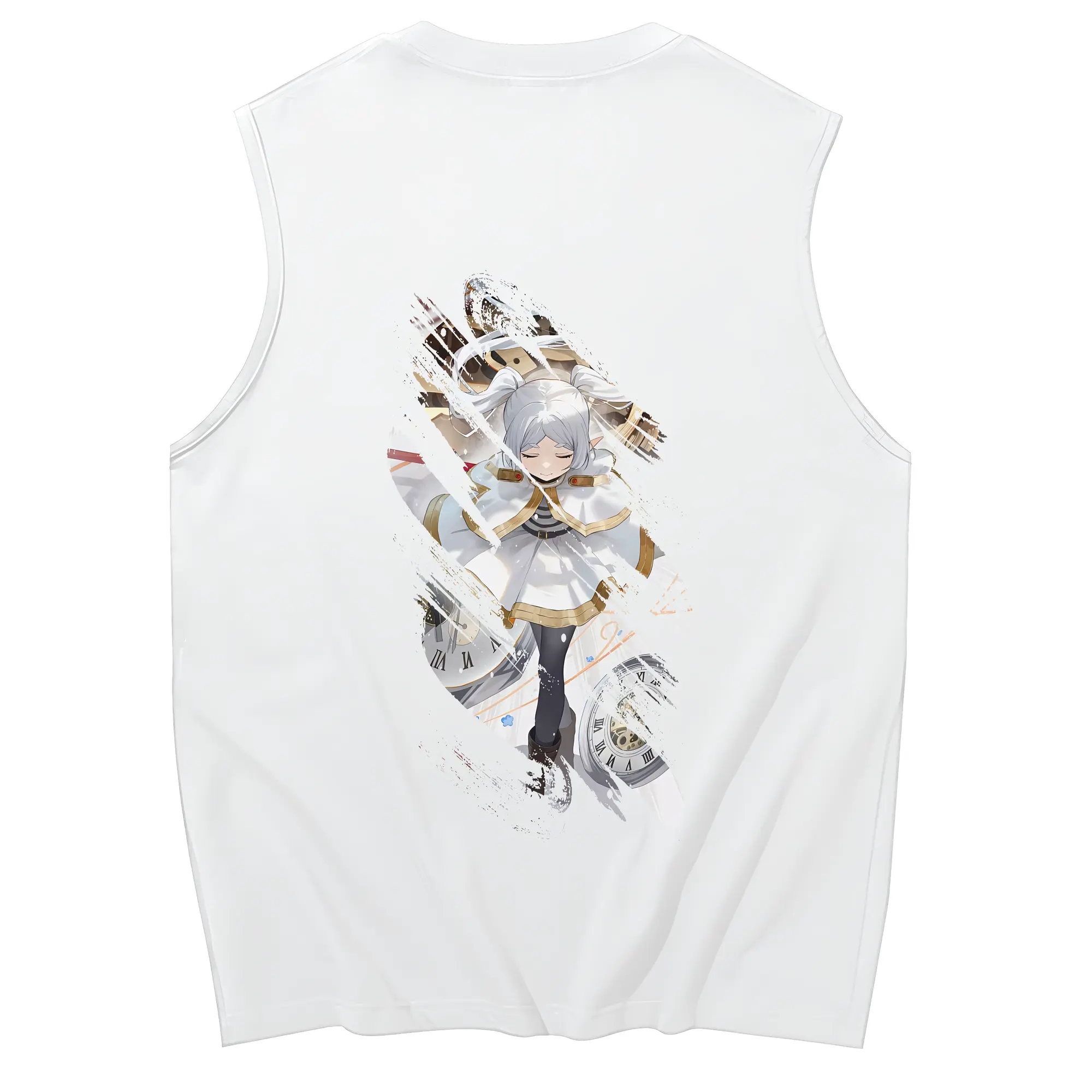 葬送のフリーレン（Frieren） グッズ,フリーレン（Frieren） - コットン100％ タンクトップ ・ 背面プリント ・ タイトシルエット ・ 快適 通気性 ・ スポーツ カジュアル 散歩用