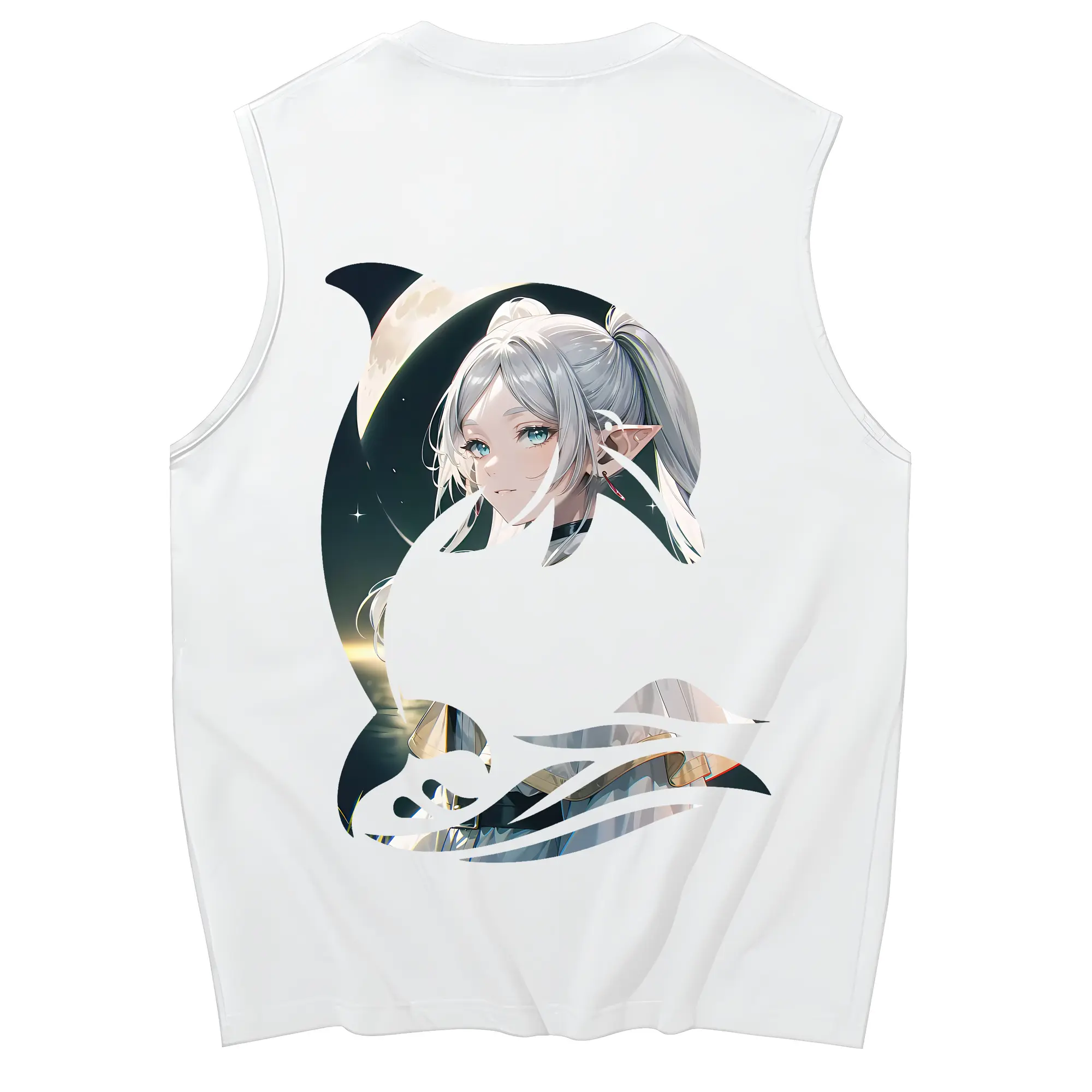 葬送のフリーレン（Frieren） グッズ,フリーレン（Frieren） - コットン100％ タンクトップ ・ 背面プリント ・ タイトシルエット ・ 快適 通気性 ・ スポーツ カジュアル 散歩用