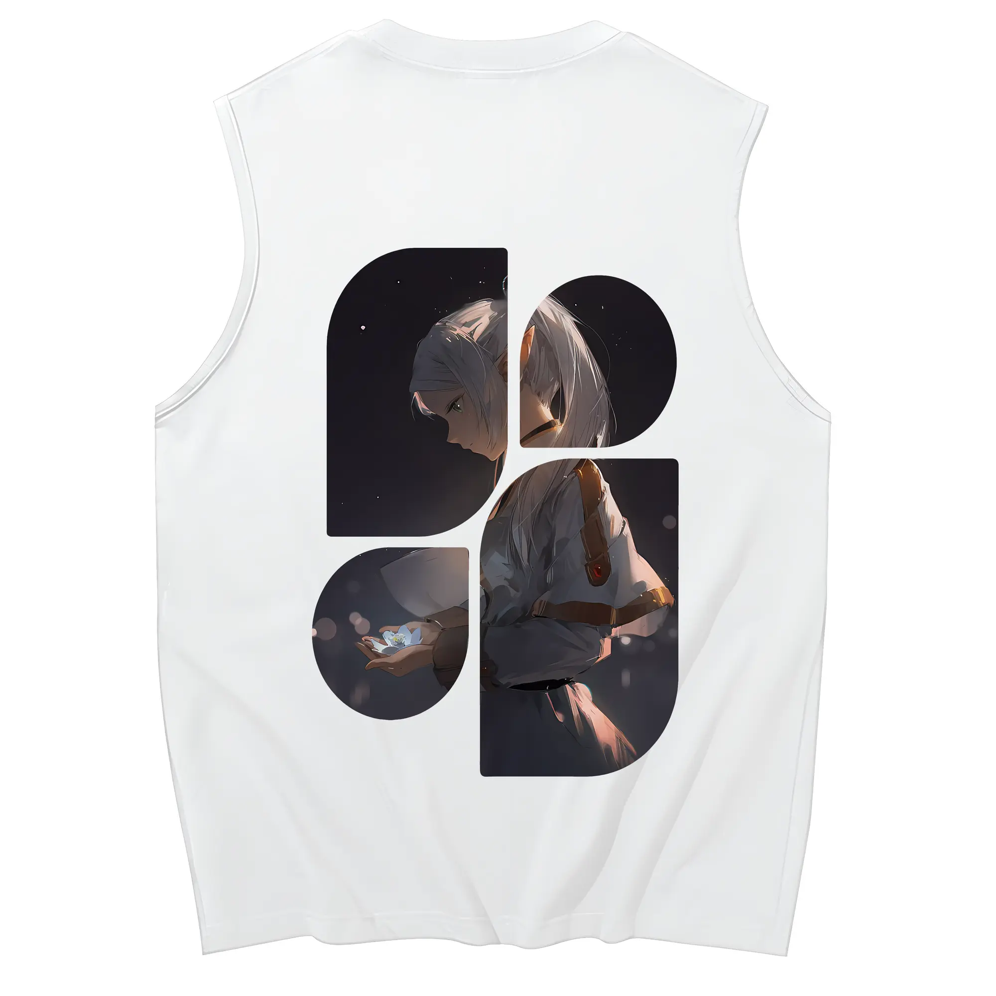 葬送のフリーレン（Frieren） グッズ,フリーレン（Frieren） - コットン100％ タンクトップ ・ 背面プリント ・ タイトシルエット ・ 快適 通気性 ・ スポーツ カジュアル 散歩用