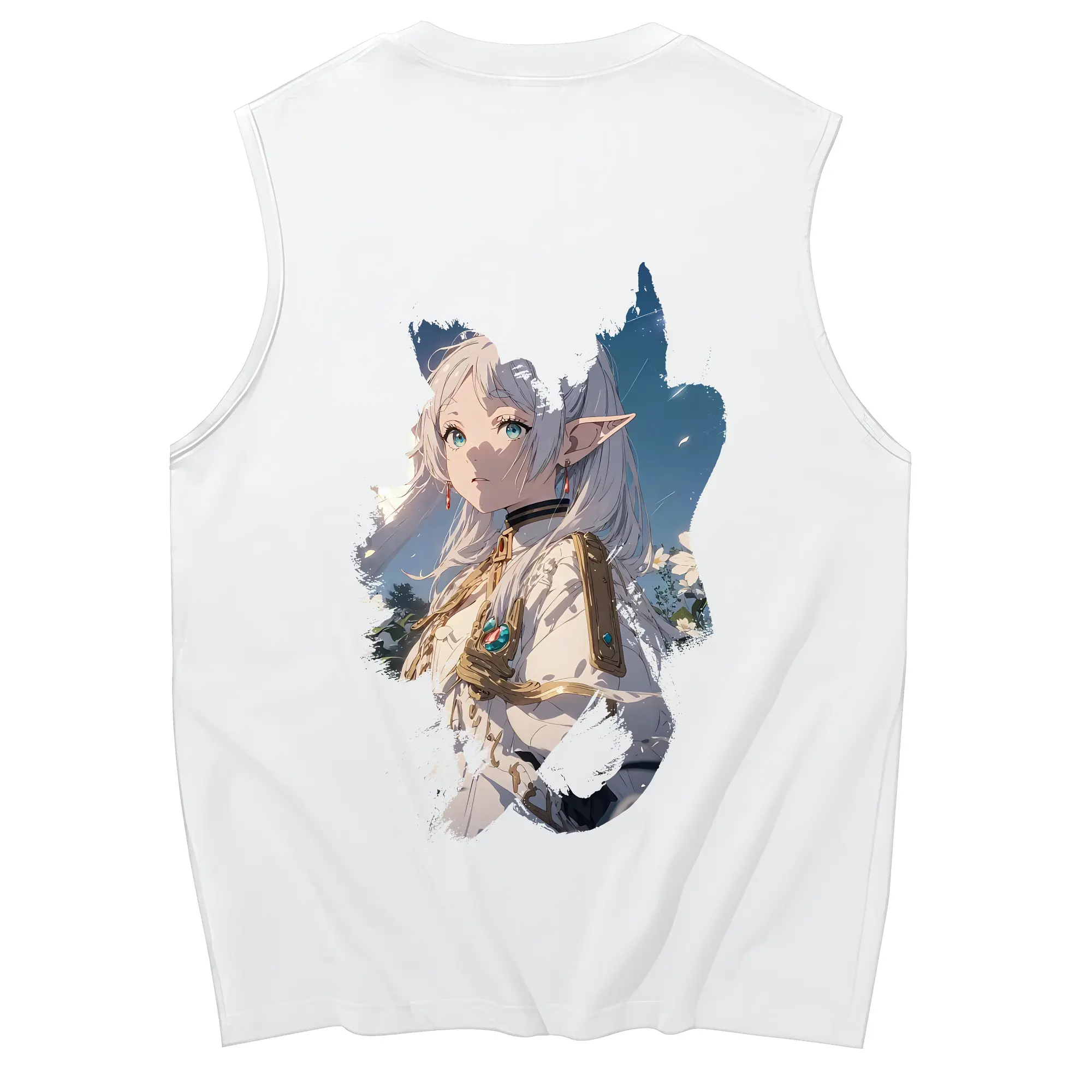 葬送のフリーレン（Frieren） グッズ,フリーレン（Frieren） - コットン100％ タンクトップ ・ 背面プリント ・ タイトシルエット ・ 快適 通気性 ・ スポーツ カジュアル 散歩用