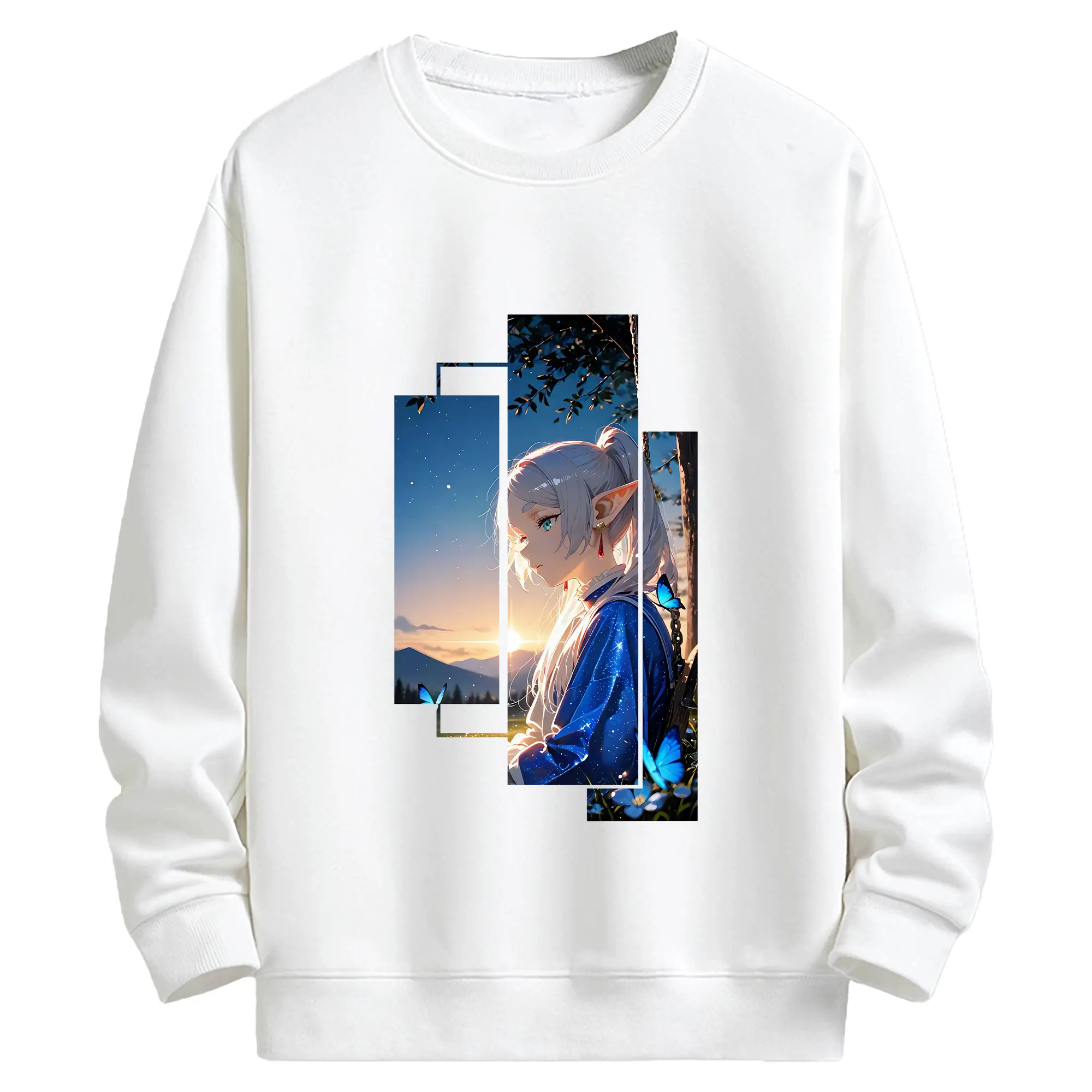 葬送のフリーレン（Frieren） グッズ,フリーレン（Frieren） - 高品質 クルーネック スウェット ・ コットン59％ ポリエステル41％ ・ ユニセックス 長袖 トレーナー ・ カジュアル デイリー スポーツ 散歩用
