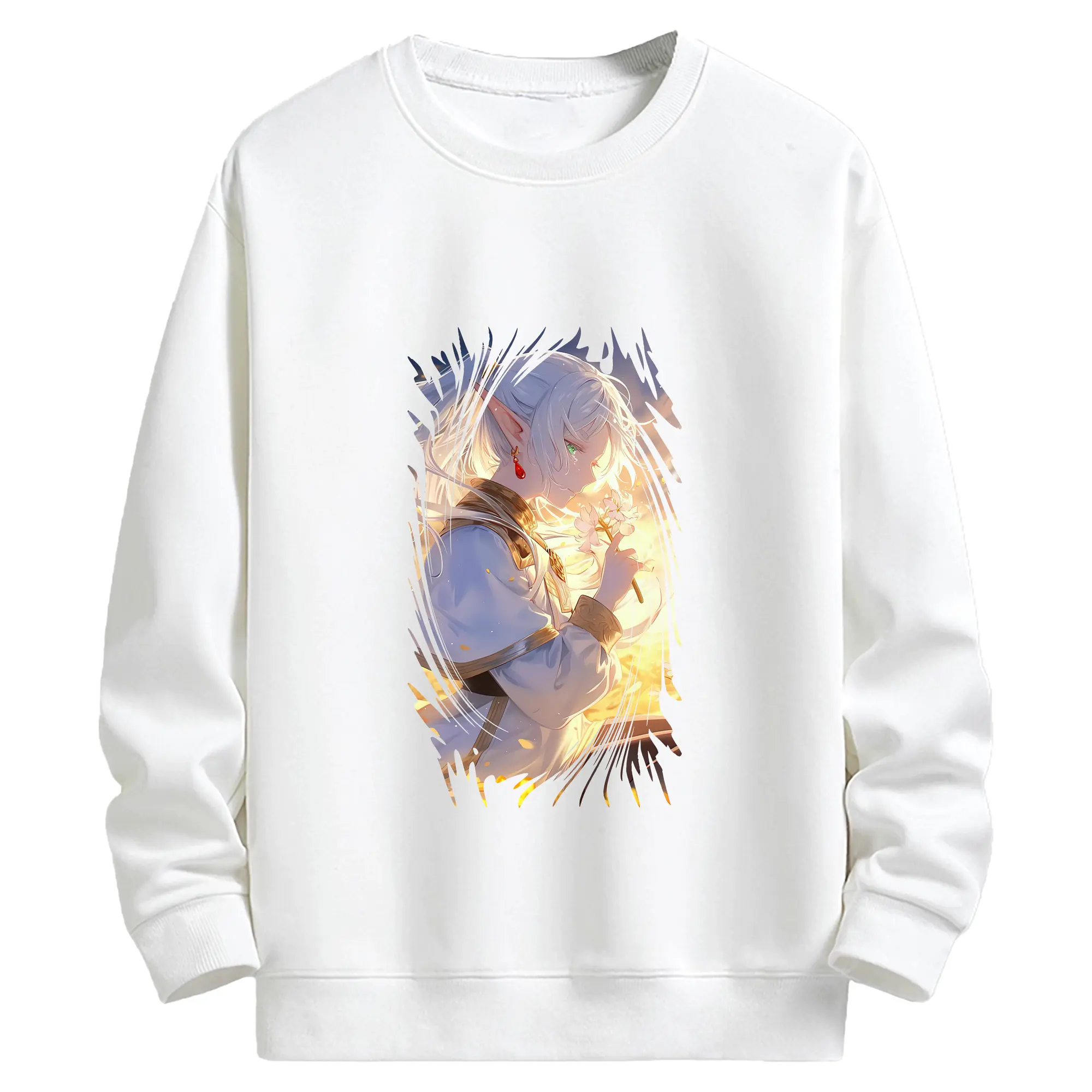 葬送のフリーレン（Frieren） グッズ,フリーレン（Frieren） - 高品質 クルーネック スウェット ・ コットン59％ ポリエステル41％ ・ ユニセックス 長袖 トレーナー ・ カジュアル デイリー スポーツ 散歩用