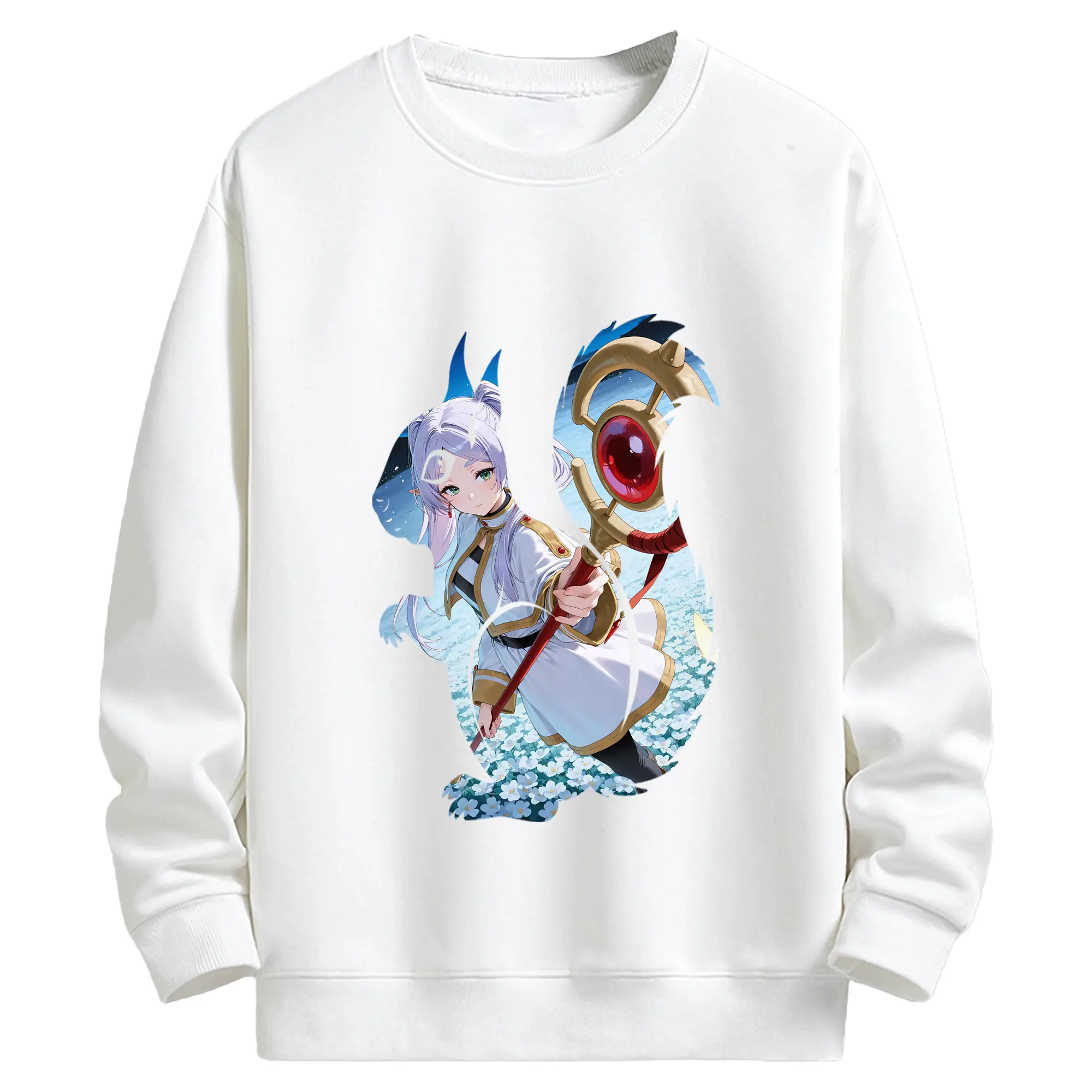 葬送のフリーレン（Frieren） グッズ,フリーレン（Frieren） - 高品質 クルーネック スウェット ・ コットン59％ ポリエステル41％ ・ ユニセックス 長袖 トレーナー ・ カジュアル デイリー スポーツ 散歩用