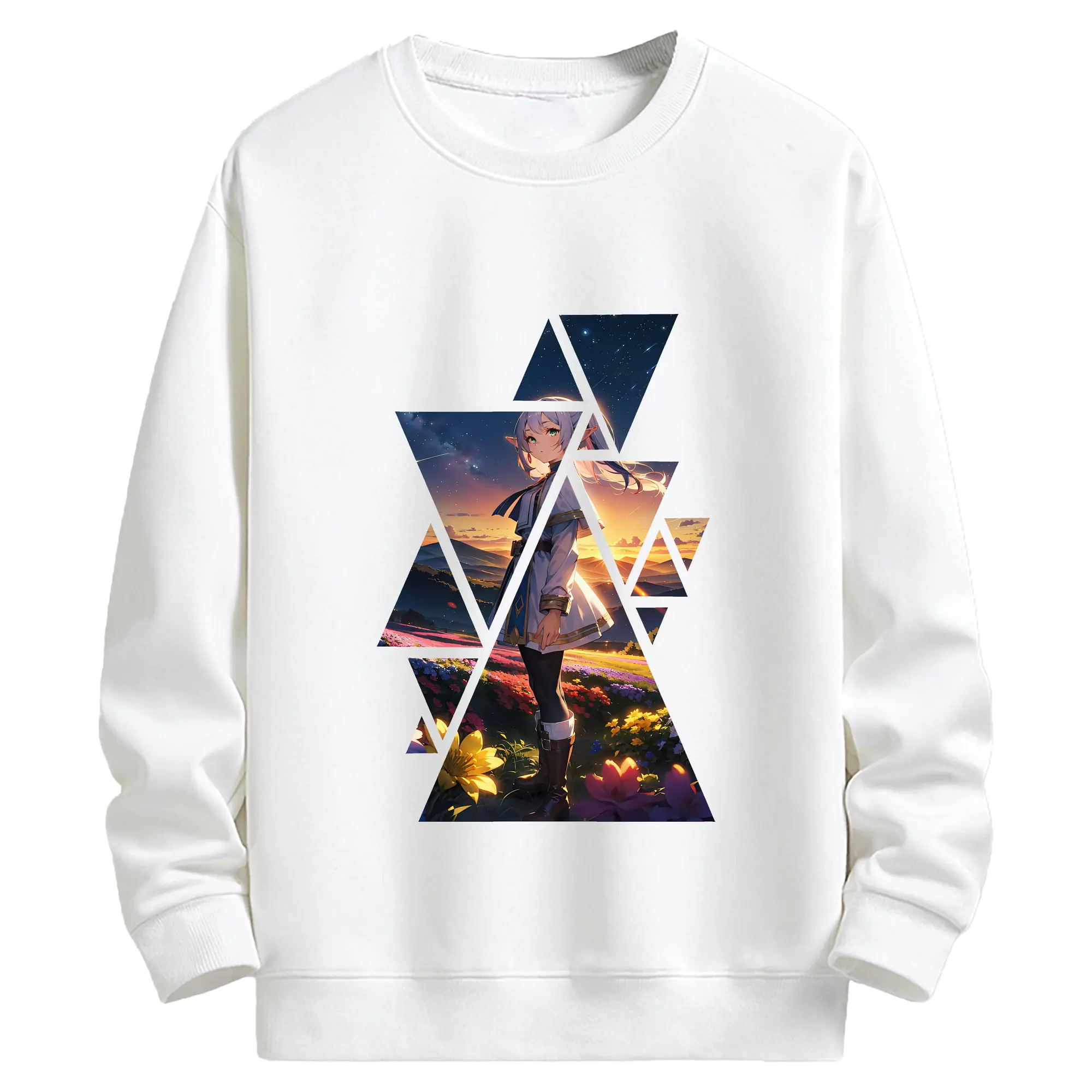 葬送のフリーレン（Frieren） グッズ,フリーレン（Frieren） - 高品質 クルーネック スウェット ・ コットン59％ ポリエステル41％ ・ ユニセックス 長袖 トレーナー ・ カジュアル デイリー スポーツ 散歩用