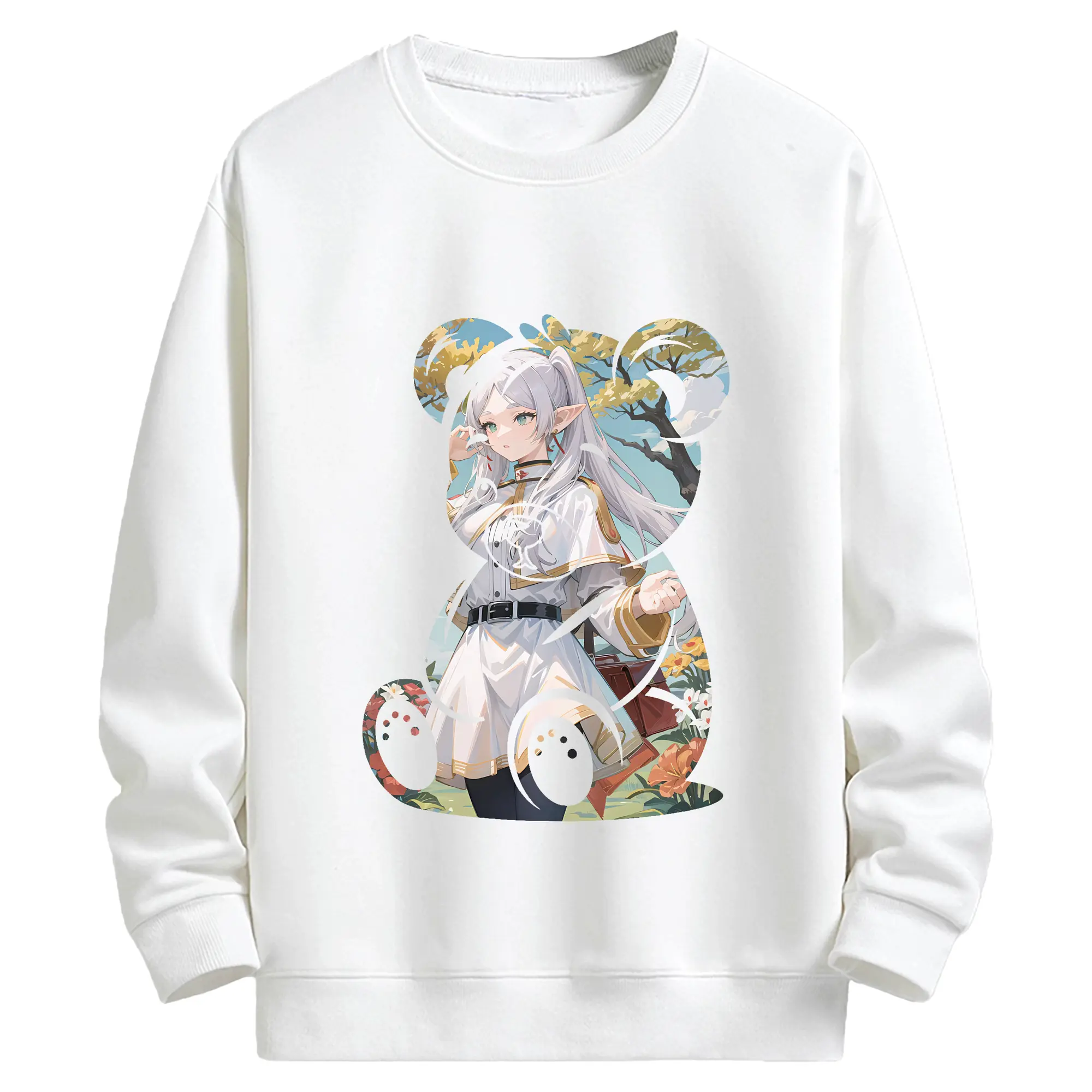葬送のフリーレン（Frieren） グッズ,フリーレン（Frieren） - 高品質 クルーネック スウェット ・ コットン59％ ポリエステル41％ ・ ユニセックス 長袖 トレーナー ・ カジュアル デイリー スポーツ 散歩用