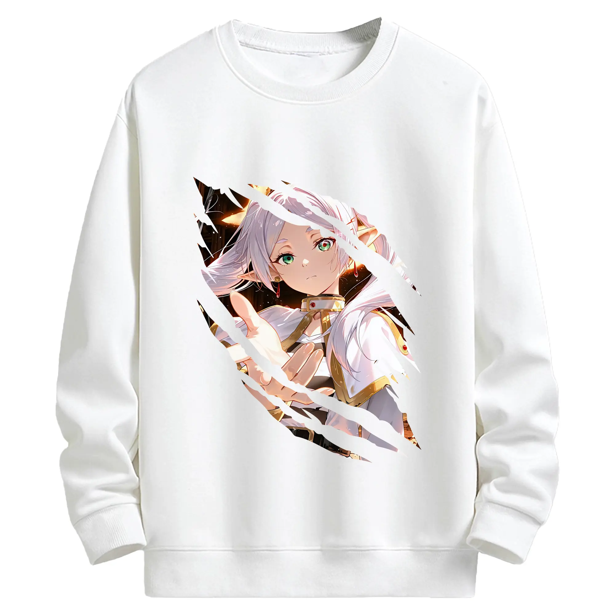葬送のフリーレン（Frieren） グッズ,フリーレン（Frieren） - 高品質 クルーネック スウェット ・ コットン59％ ポリエステル41％ ・ ユニセックス 長袖 トレーナー ・ カジュアル デイリー スポーツ 散歩用