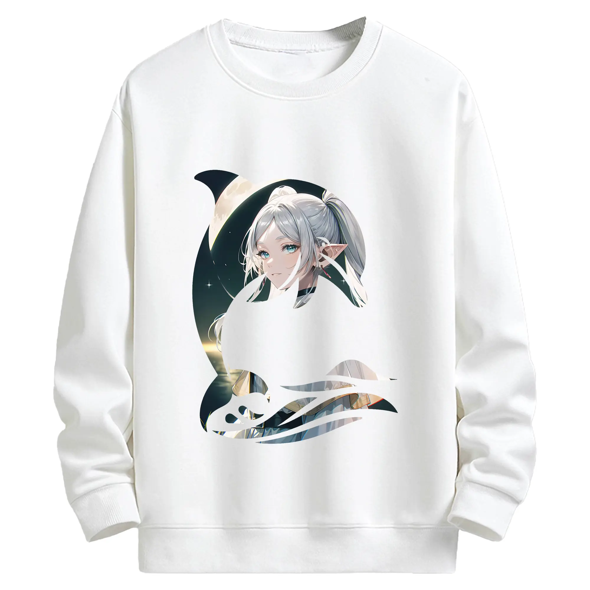 葬送のフリーレン（Frieren） グッズ,フリーレン（Frieren） - 高品質 クルーネック スウェット ・ コットン59％ ポリエステル41％ ・ ユニセックス 長袖 トレーナー ・ カジュアル デイリー スポーツ 散歩用