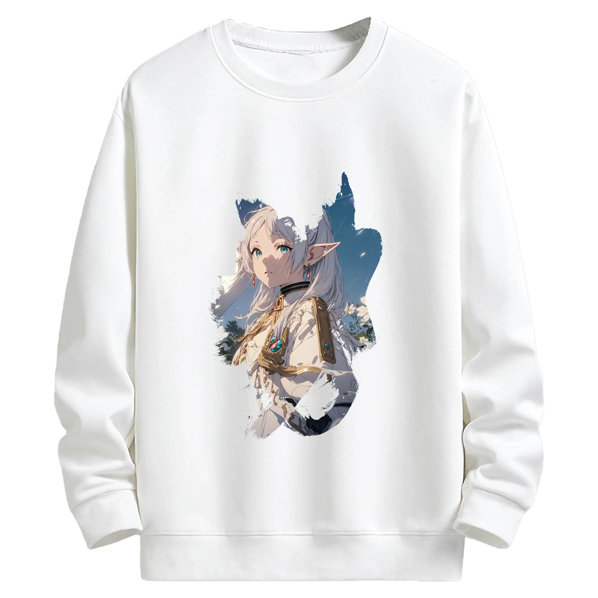 葬送のフリーレン（Frieren） グッズ,フリーレン（Frieren） - 高品質 クルーネック スウェット ・ コットン59％ ポリエステル41％ ・ ユニセックス 長袖 トレーナー ・ カジュアル デイリー スポーツ 散歩用