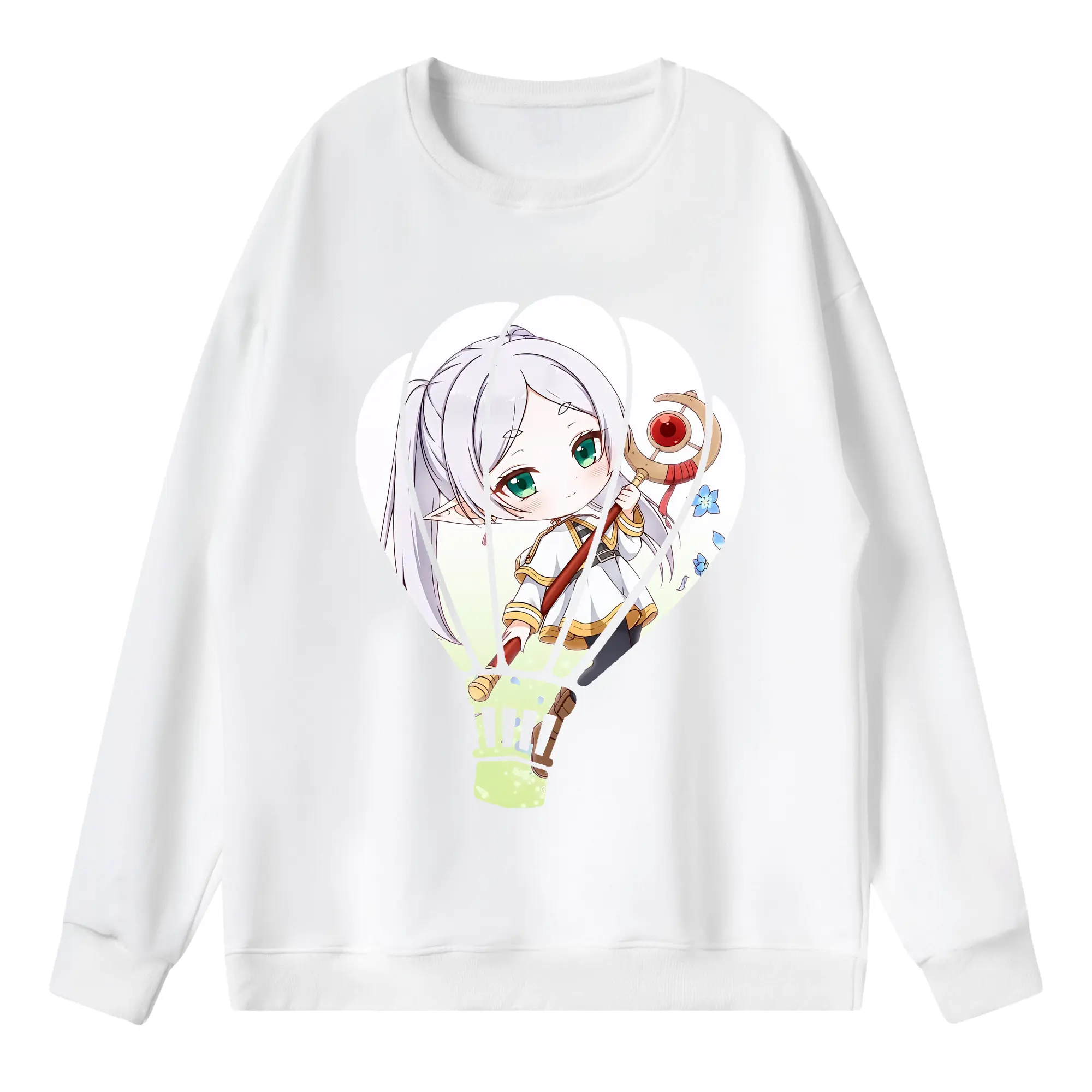 葬送のフリーレン（Frieren） グッズ,フリーレン（Frieren） - 薄手 クルーネック スウェット 裏毛260g · ポリエステル 春秋向け カジュアル 男女兼用 · トレーナー デイリー スポーツ 散歩に最適