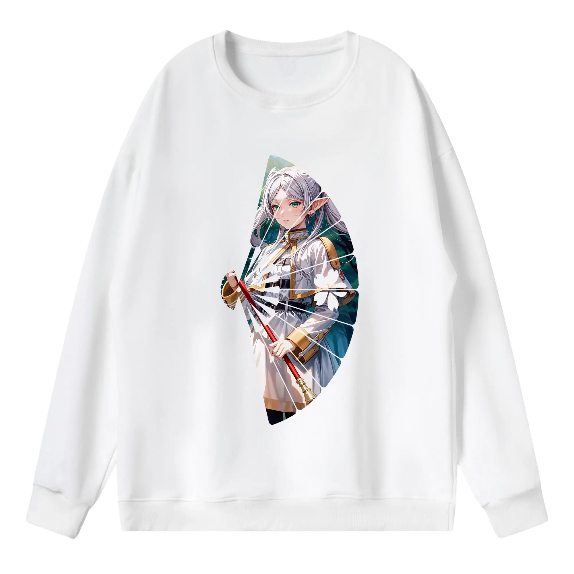 葬送のフリーレン（Frieren） グッズ,フリーレン（Frieren） - 薄手 クルーネック スウェット 裏毛260g · ポリエステル 春秋向け カジュアル 男女兼用 · トレーナー デイリー スポーツ 散歩に最適