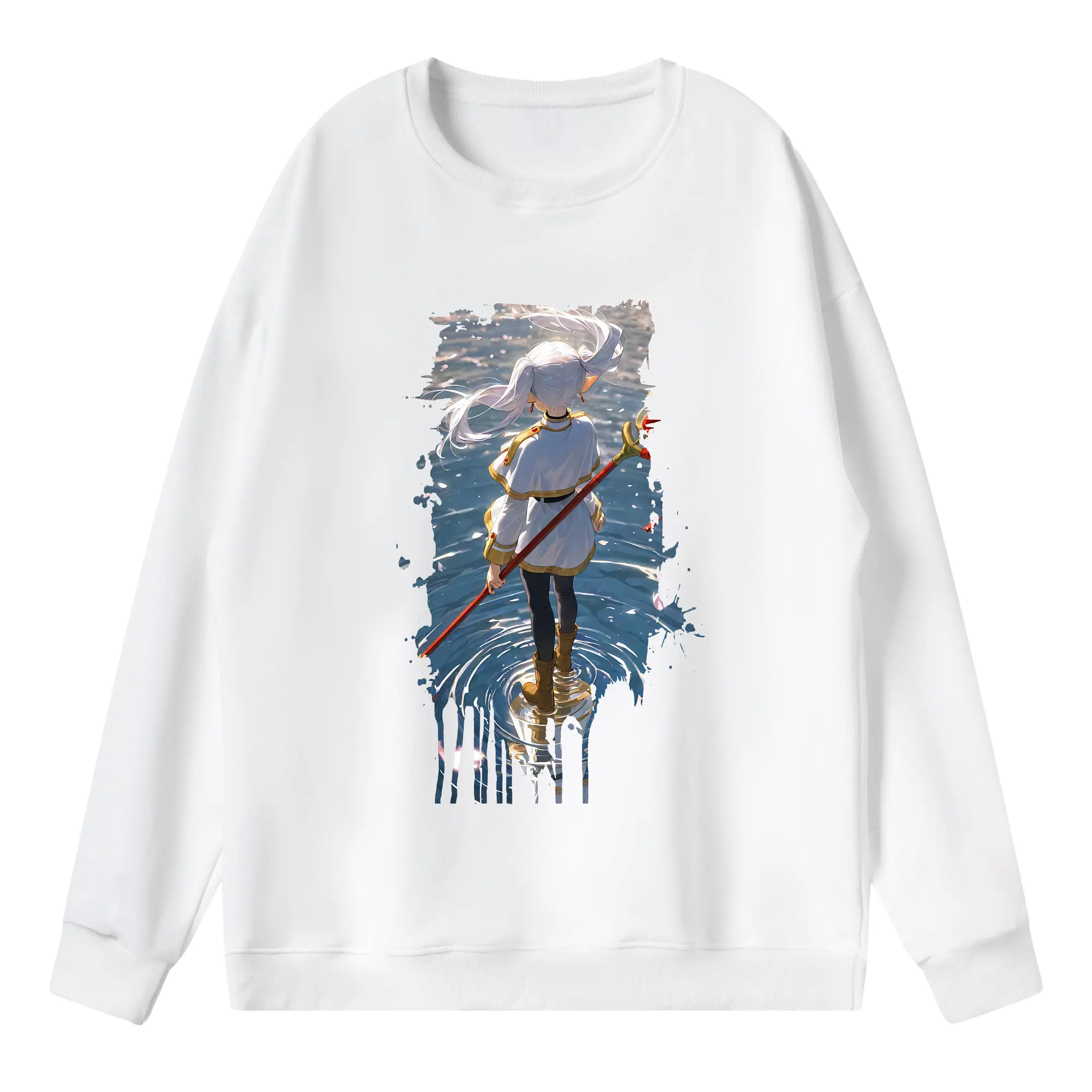 葬送のフリーレン（Frieren） グッズ,フリーレン（Frieren） - 薄手 クルーネック スウェット 裏毛260g · ポリエステル 春秋向け カジュアル 男女兼用 · トレーナー デイリー スポーツ 散歩に最適