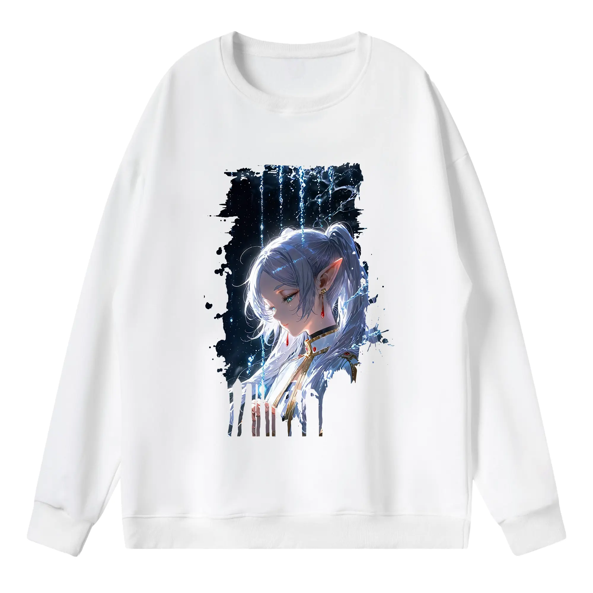 葬送のフリーレン（Frieren） グッズ,フリーレン（Frieren） - 薄手 クルーネック スウェット 裏毛260g · ポリエステル 春秋向け カジュアル 男女兼用 · トレーナー デイリー スポーツ 散歩に最適