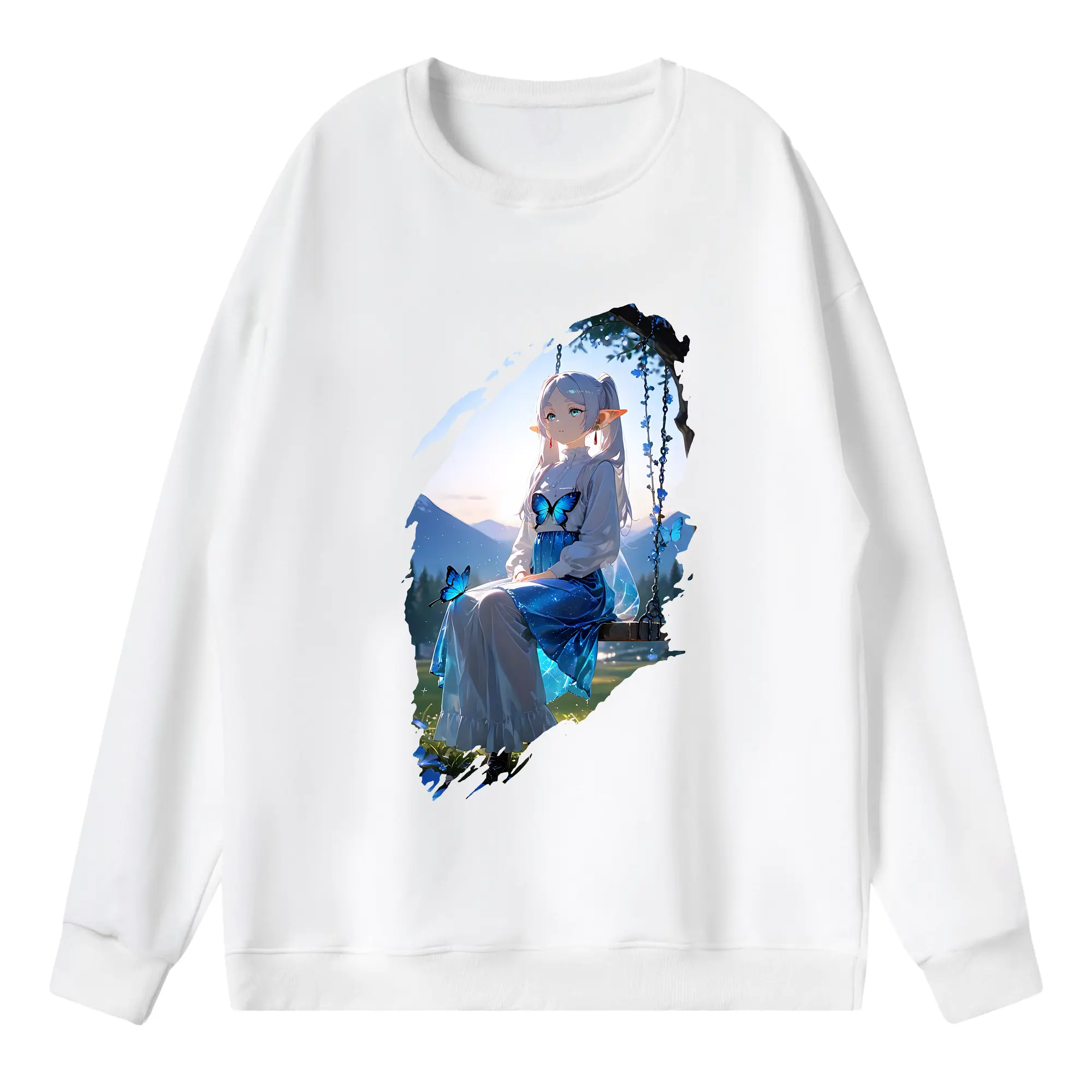 葬送のフリーレン（Frieren） グッズ,フリーレン（Frieren） - 薄手 クルーネック スウェット 裏毛260g · ポリエステル 春秋向け カジュアル 男女兼用 · トレーナー デイリー スポーツ 散歩に最適