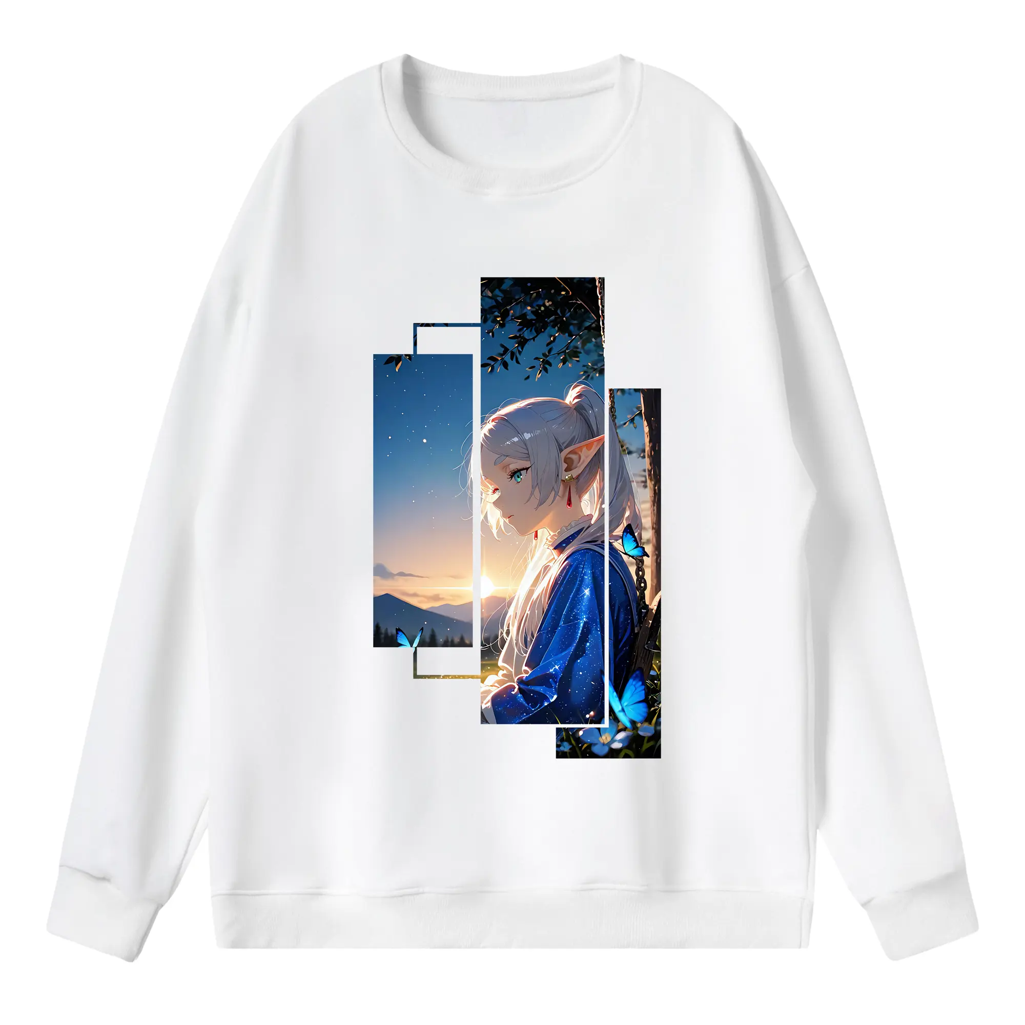 葬送のフリーレン（Frieren） グッズ,フリーレン（Frieren） - 薄手 クルーネック スウェット 裏毛260g · ポリエステル 春秋向け カジュアル 男女兼用 · トレーナー デイリー スポーツ 散歩に最適