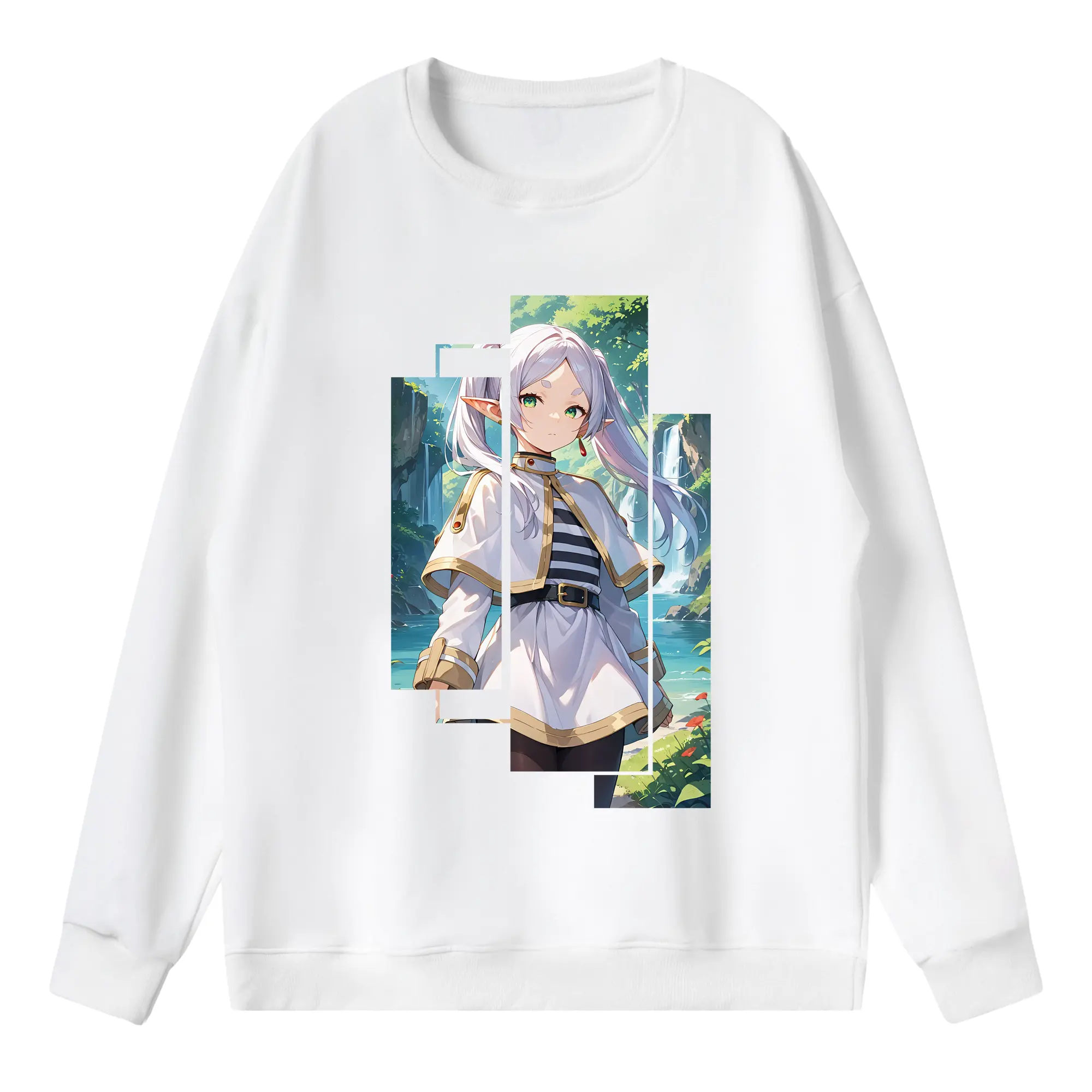 葬送のフリーレン（Frieren） グッズ,フリーレン（Frieren） - 薄手 クルーネック スウェット 裏毛260g · ポリエステル 春秋向け カジュアル 男女兼用 · トレーナー デイリー スポーツ 散歩に最適