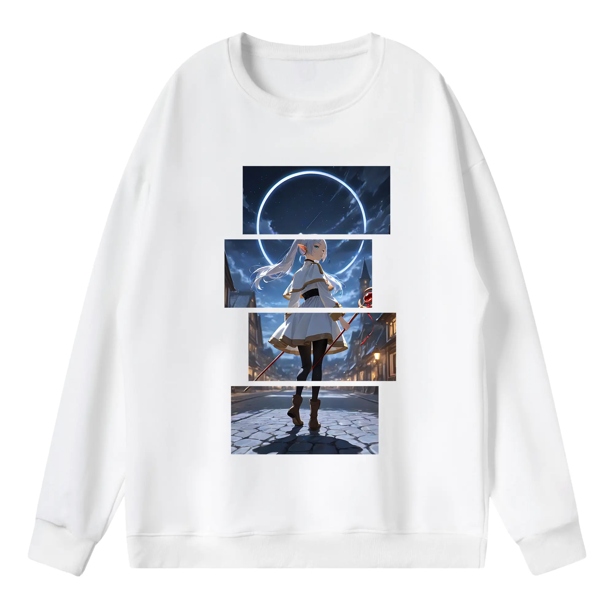 葬送のフリーレン（Frieren） グッズ,フリーレン（Frieren） - 薄手 クルーネック スウェット 裏毛260g · ポリエステル 春秋向け カジュアル 男女兼用 · トレーナー デイリー スポーツ 散歩に最適