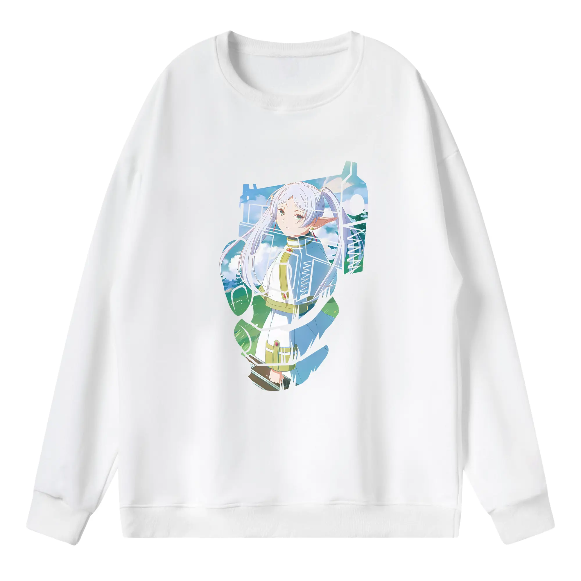 葬送のフリーレン（Frieren） グッズ,フリーレン（Frieren） - 薄手 クルーネック スウェット 裏毛260g · ポリエステル 春秋向け カジュアル 男女兼用 · トレーナー デイリー スポーツ 散歩に最適