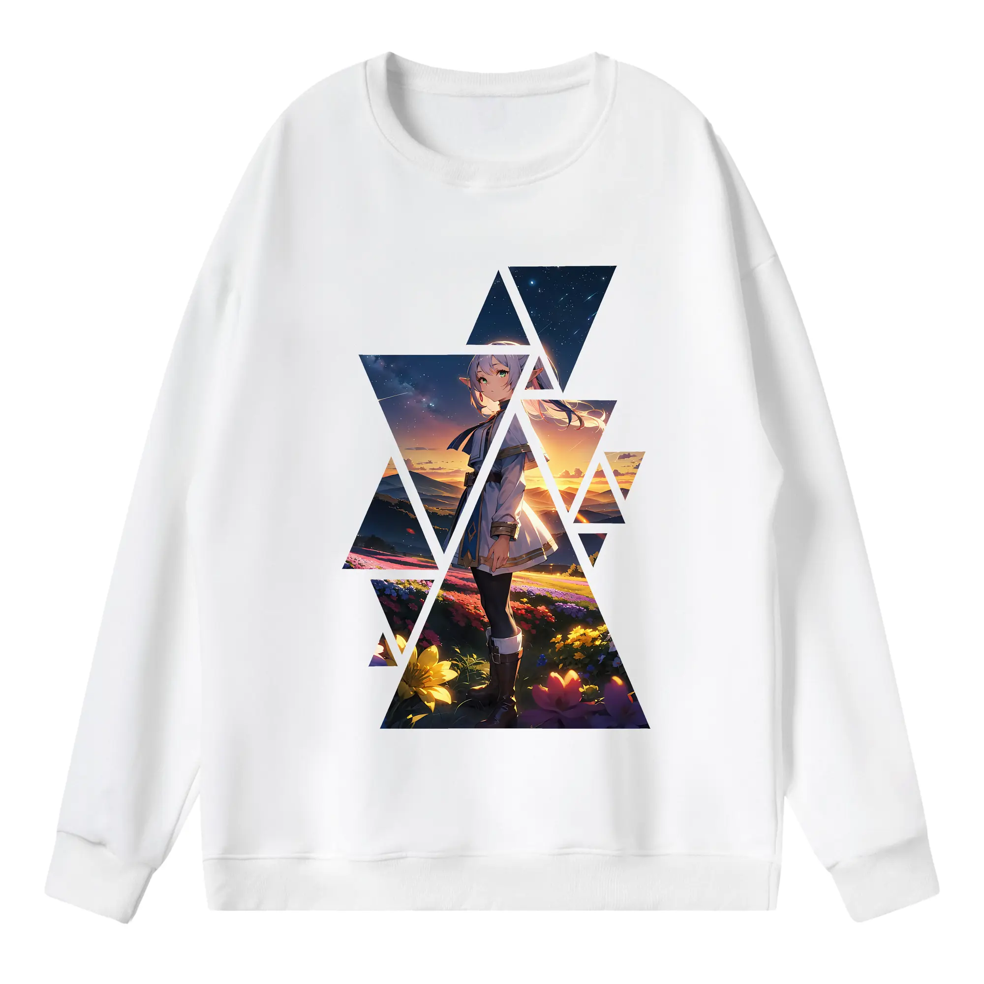 葬送のフリーレン（Frieren） グッズ,フリーレン（Frieren） - 薄手 クルーネック スウェット 裏毛260g · ポリエステル 春秋向け カジュアル 男女兼用 · トレーナー デイリー スポーツ 散歩に最適