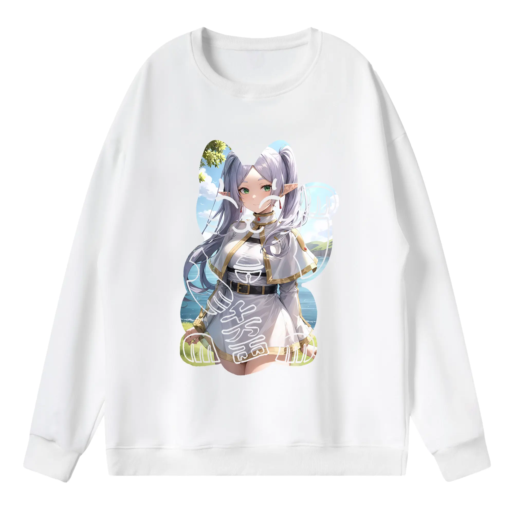 葬送のフリーレン（Frieren） グッズ,フリーレン（Frieren） - 薄手 クルーネック スウェット 裏毛260g · ポリエステル 春秋向け カジュアル 男女兼用 · トレーナー デイリー スポーツ 散歩に最適