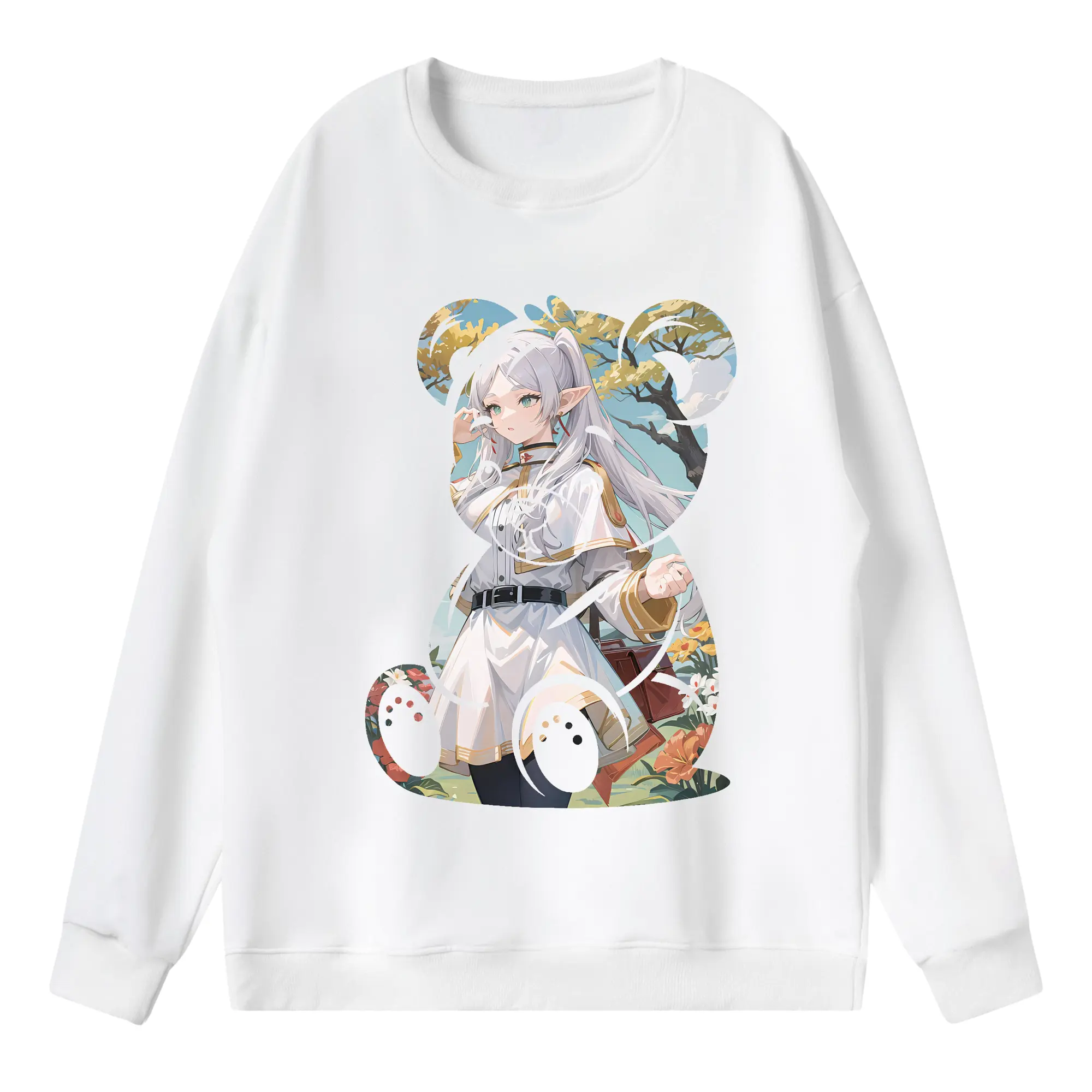 葬送のフリーレン（Frieren） グッズ,フリーレン（Frieren） - 薄手 クルーネック スウェット 裏毛260g · ポリエステル 春秋向け カジュアル 男女兼用 · トレーナー デイリー スポーツ 散歩に最適