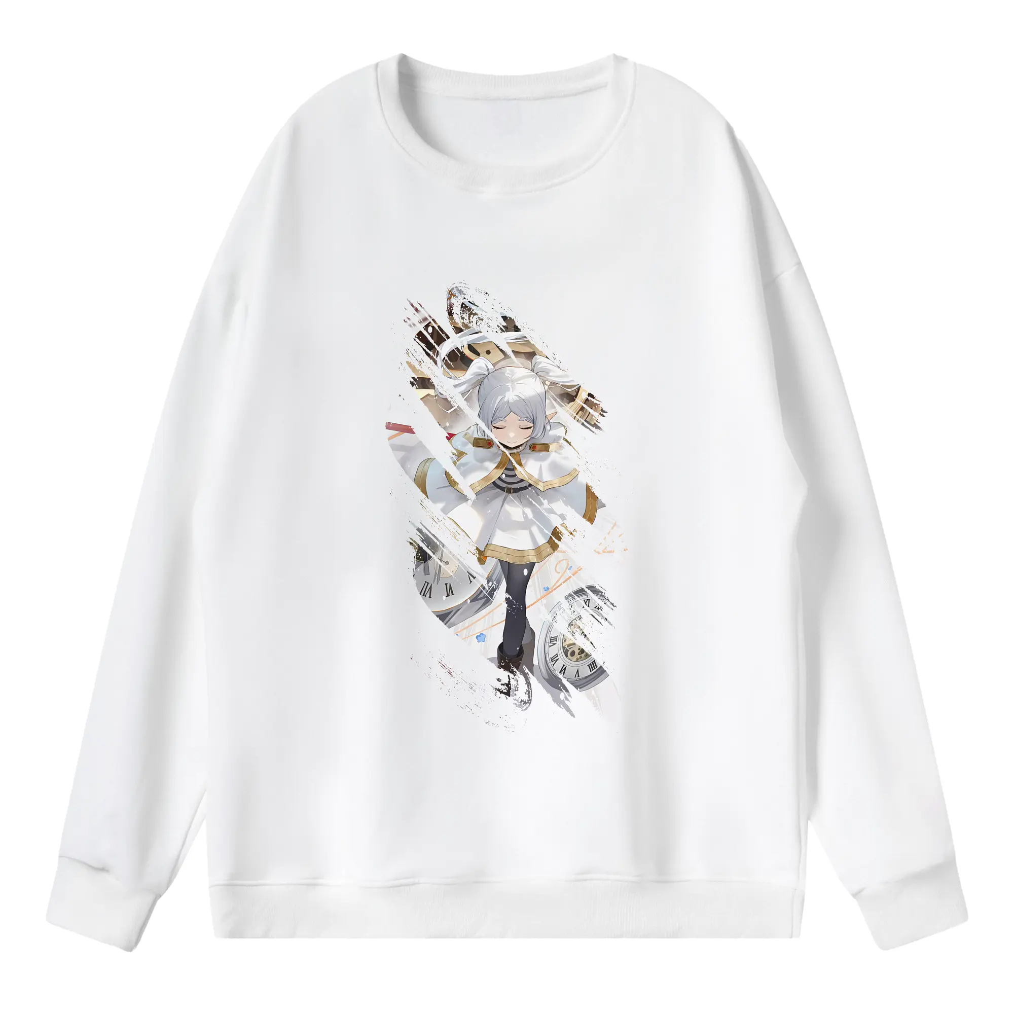 葬送のフリーレン（Frieren） グッズ,フリーレン（Frieren） - 薄手 クルーネック スウェット 裏毛260g · ポリエステル 春秋向け カジュアル 男女兼用 · トレーナー デイリー スポーツ 散歩に最適
