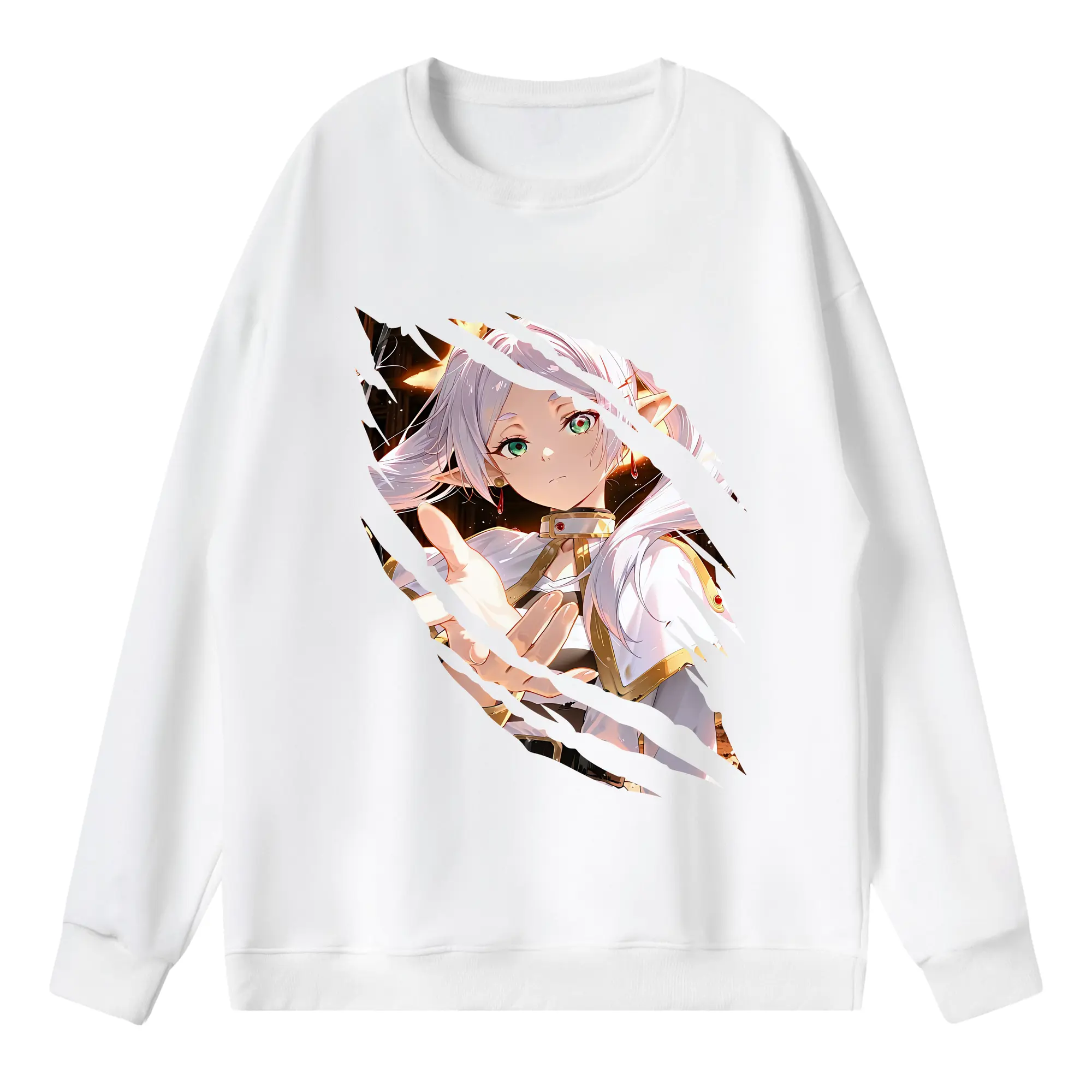 葬送のフリーレン（Frieren） グッズ,フリーレン（Frieren） - 薄手 クルーネック スウェット 裏毛260g · ポリエステル 春秋向け カジュアル 男女兼用 · トレーナー デイリー スポーツ 散歩に最適