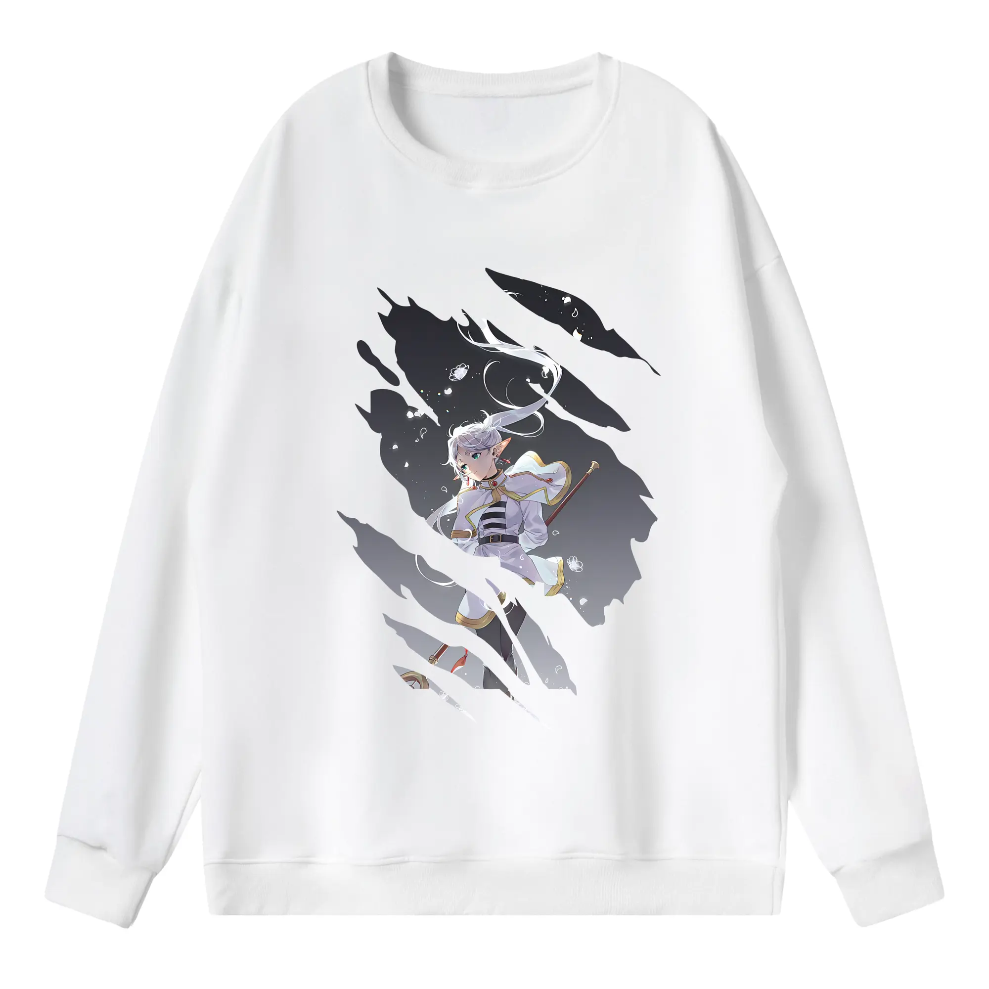 葬送のフリーレン（Frieren） グッズ,フリーレン（Frieren） - 薄手 クルーネック スウェット 裏毛260g · ポリエステル 春秋向け カジュアル 男女兼用 · トレーナー デイリー スポーツ 散歩に最適