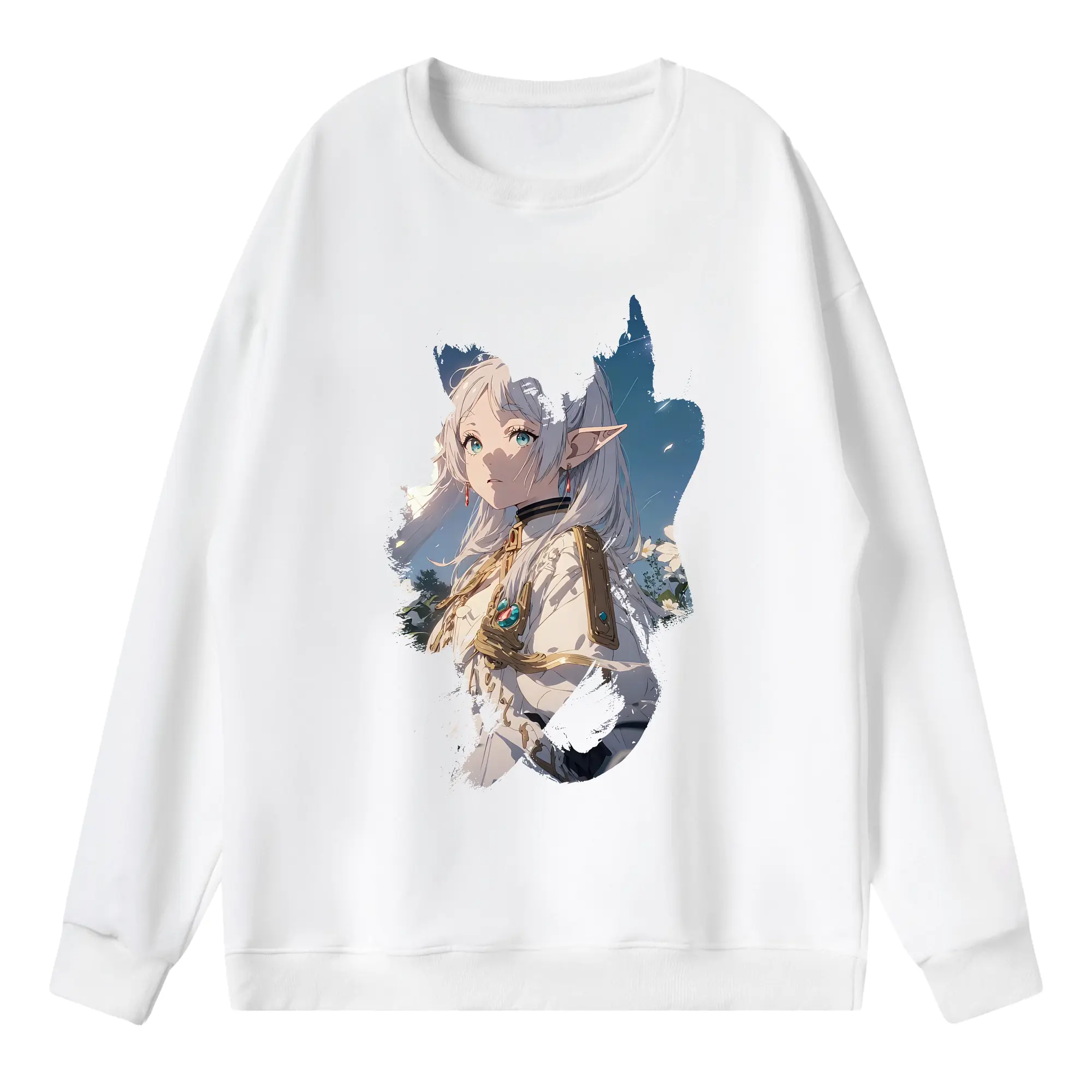 葬送のフリーレン（Frieren） グッズ,フリーレン（Frieren） - 薄手 クルーネック スウェット 裏毛260g · ポリエステル 春秋向け カジュアル 男女兼用 · トレーナー デイリー スポーツ 散歩に最適