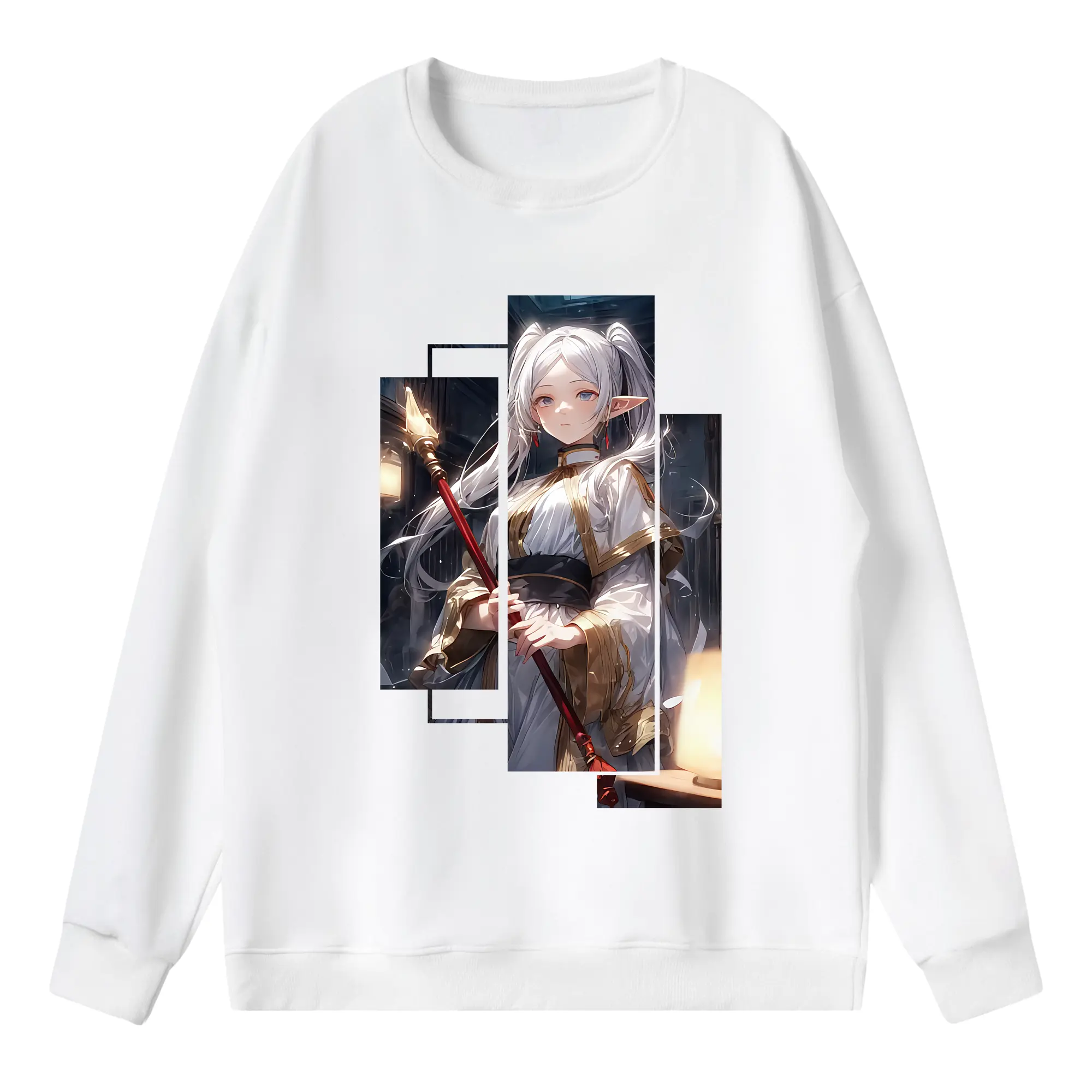 葬送のフリーレン（Frieren） グッズ,フリーレン（Frieren） - 薄手 クルーネック スウェット 裏毛260g · ポリエステル 春秋向け カジュアル 男女兼用 · トレーナー デイリー スポーツ 散歩に最適