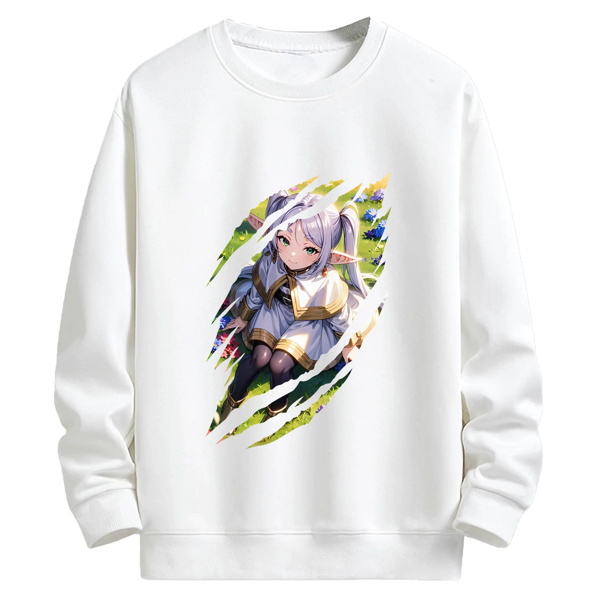 葬送のフリーレン（Frieren） グッズ,フリーレン（Frieren） - キッズ クルーネックスウェットシャツ ・ フロントプリント ・ 綿80％ ポリエステル20％ ・ 快適 通学 スポーツ 日常使い お散歩用