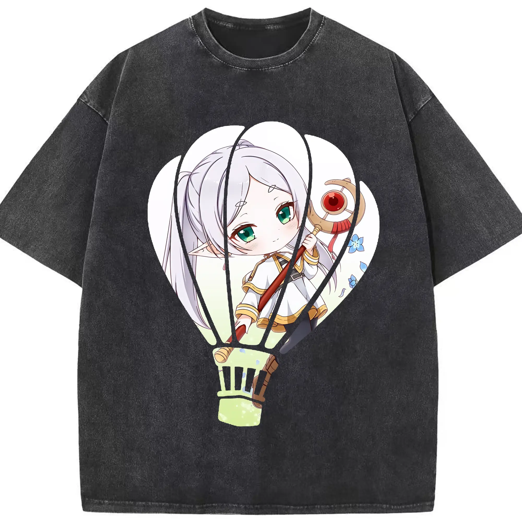 葬送のフリーレン（Frieren） グッズ,フリーレン（Frieren） - 綿100％ ヴィンテージ風 半袖Tシャツ ・ フロントプリント ・ 柔らか肌触り ・ 通気性 快適 ・ スポーツ カジュアル 外出用