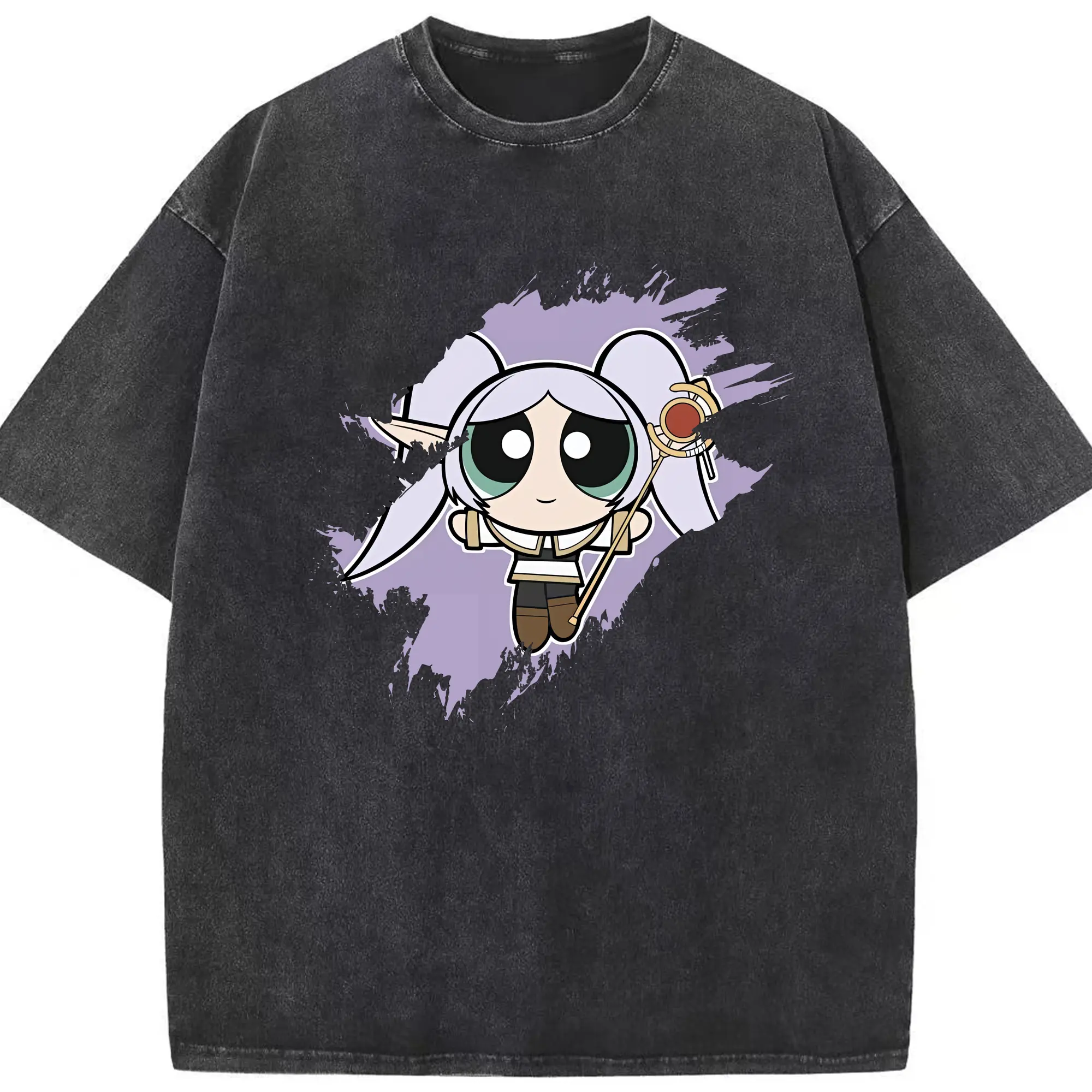 葬送のフリーレン（Frieren） グッズ,フリーレン（Frieren） - 綿100％ ヴィンテージ風 半袖Tシャツ ・ フロントプリント ・ 柔らか肌触り ・ 通気性 快適 ・ スポーツ カジュアル 外出用