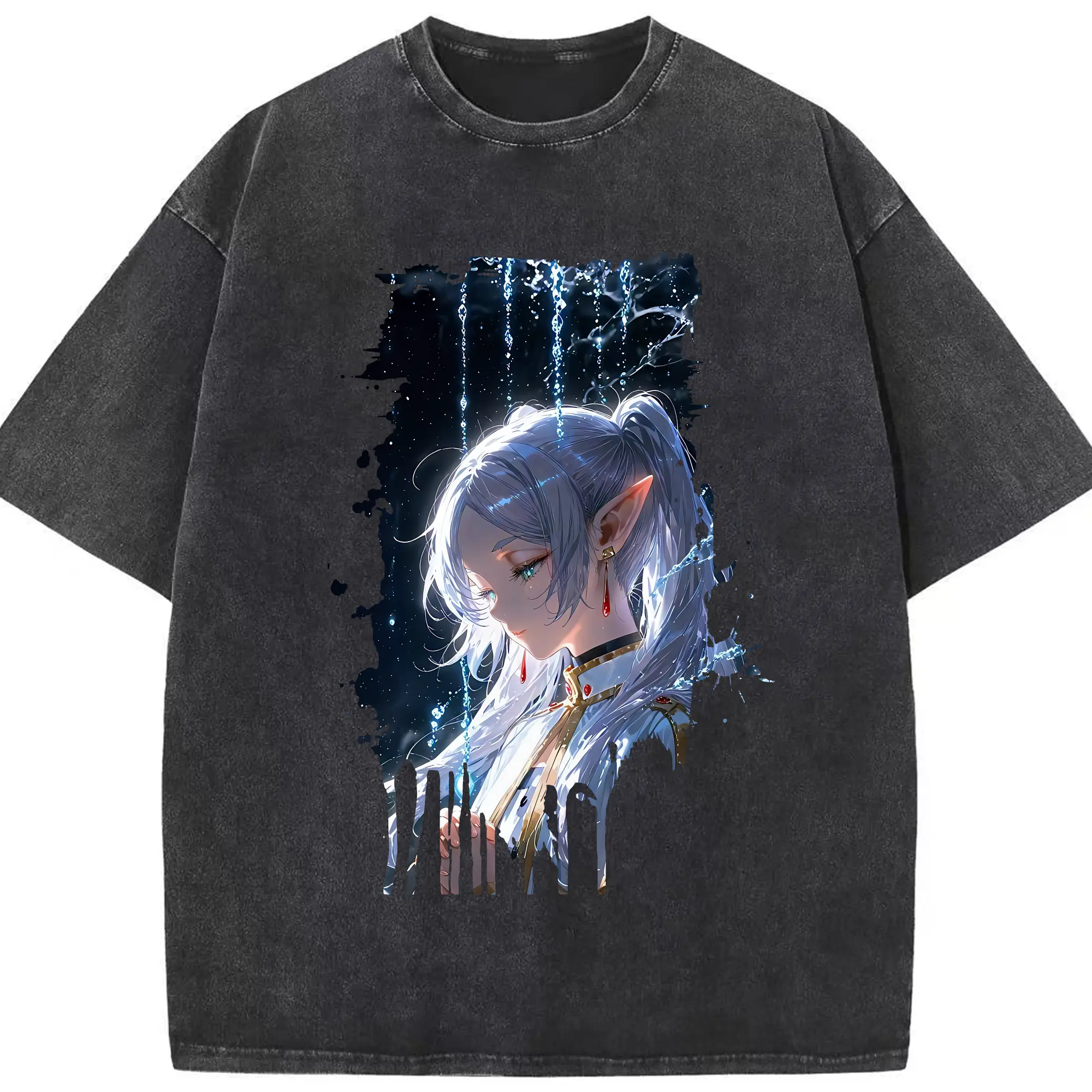 葬送のフリーレン（Frieren） グッズ,フリーレン（Frieren） - 綿100％ ヴィンテージ風 半袖Tシャツ ・ フロントプリント ・ 柔らか肌触り ・ 通気性 快適 ・ スポーツ カジュアル 外出用