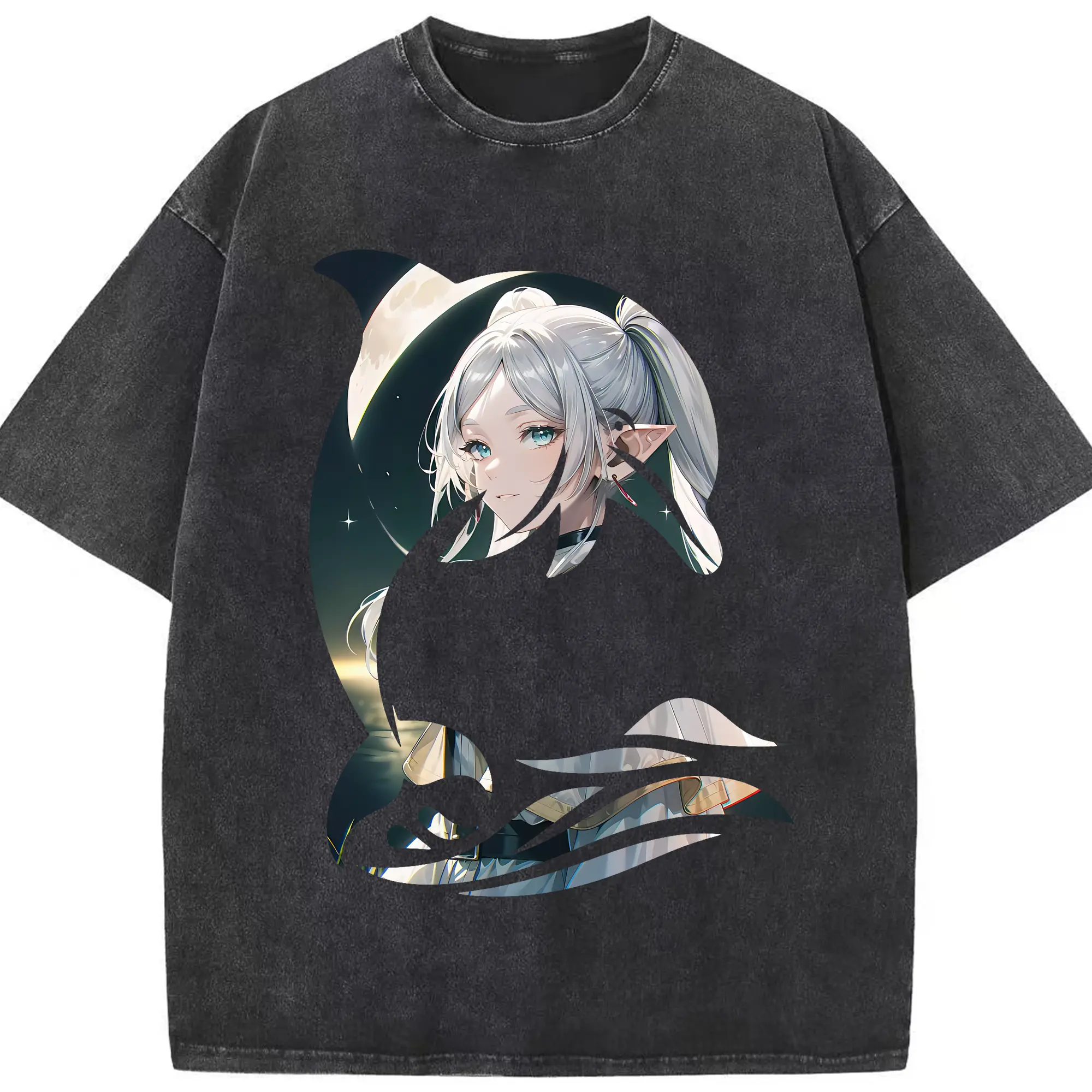 葬送のフリーレン（Frieren） グッズ,フリーレン（Frieren） - 綿100％ ヴィンテージ風 半袖Tシャツ ・ フロントプリント ・ 柔らか肌触り ・ 通気性 快適 ・ スポーツ カジュアル 外出用