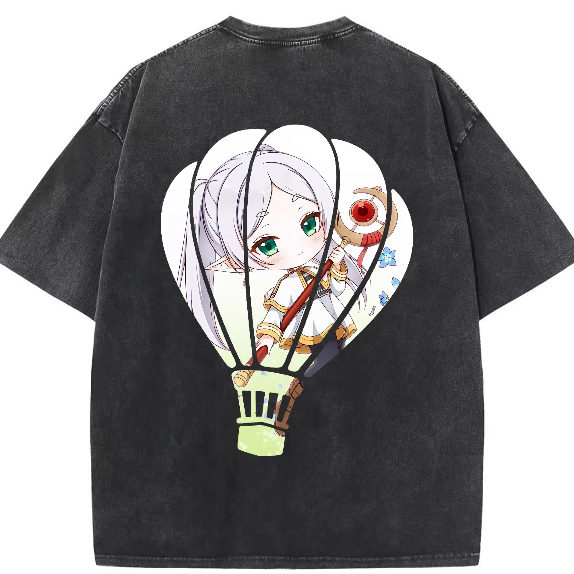 葬送のフリーレン（Frieren） グッズ,フリーレン（Frieren） - 綿100％ ヴィンテージ風 半袖Tシャツ ・ 背面プリント ・ 柔らか肌触り ・ 通気性 快適 ・ スポーツ カジュアル 外出用