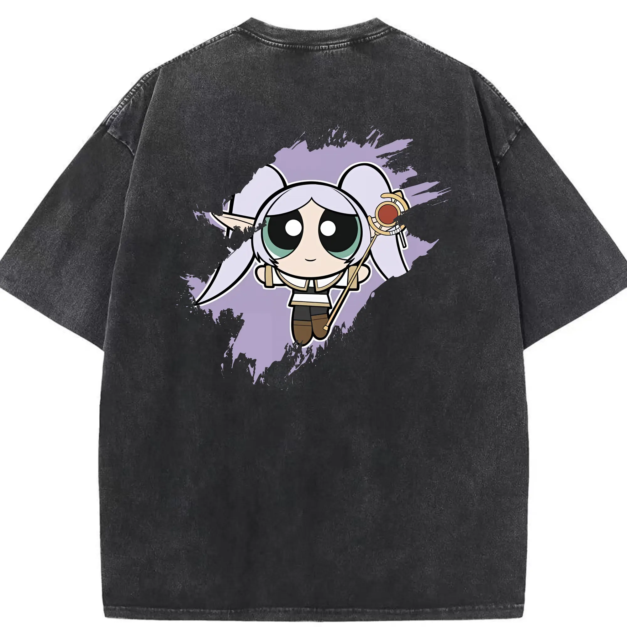 葬送のフリーレン（Frieren） グッズ,フリーレン（Frieren） - 綿100％ ヴィンテージ風 半袖Tシャツ ・ 背面プリント ・ 柔らか肌触り ・ 通気性 快適 ・ スポーツ カジュアル 外出用