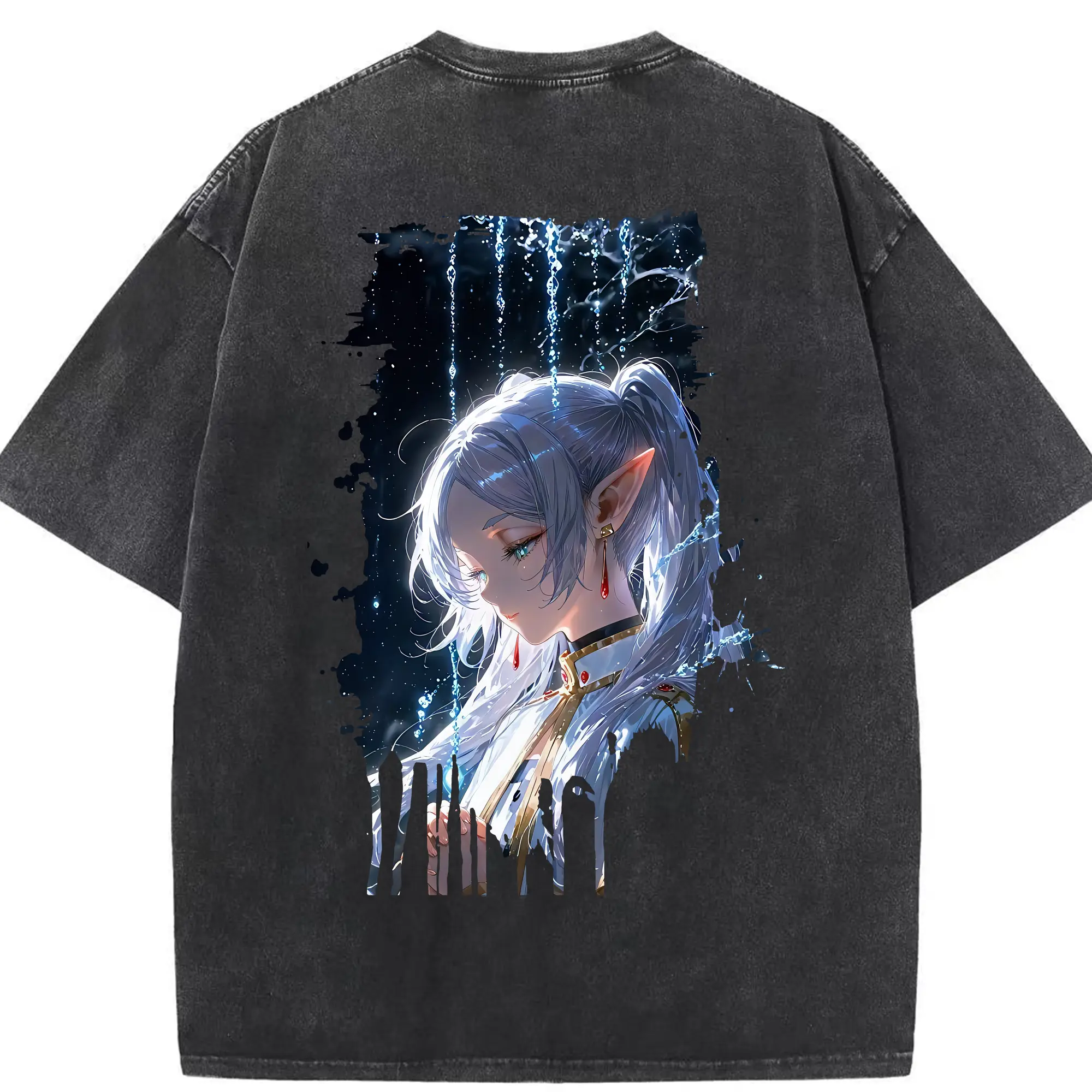 葬送のフリーレン（Frieren） グッズ,フリーレン（Frieren） - 綿100％ ヴィンテージ風 半袖Tシャツ ・ 背面プリント ・ 柔らか肌触り ・ 通気性 快適 ・ スポーツ カジュアル 外出用